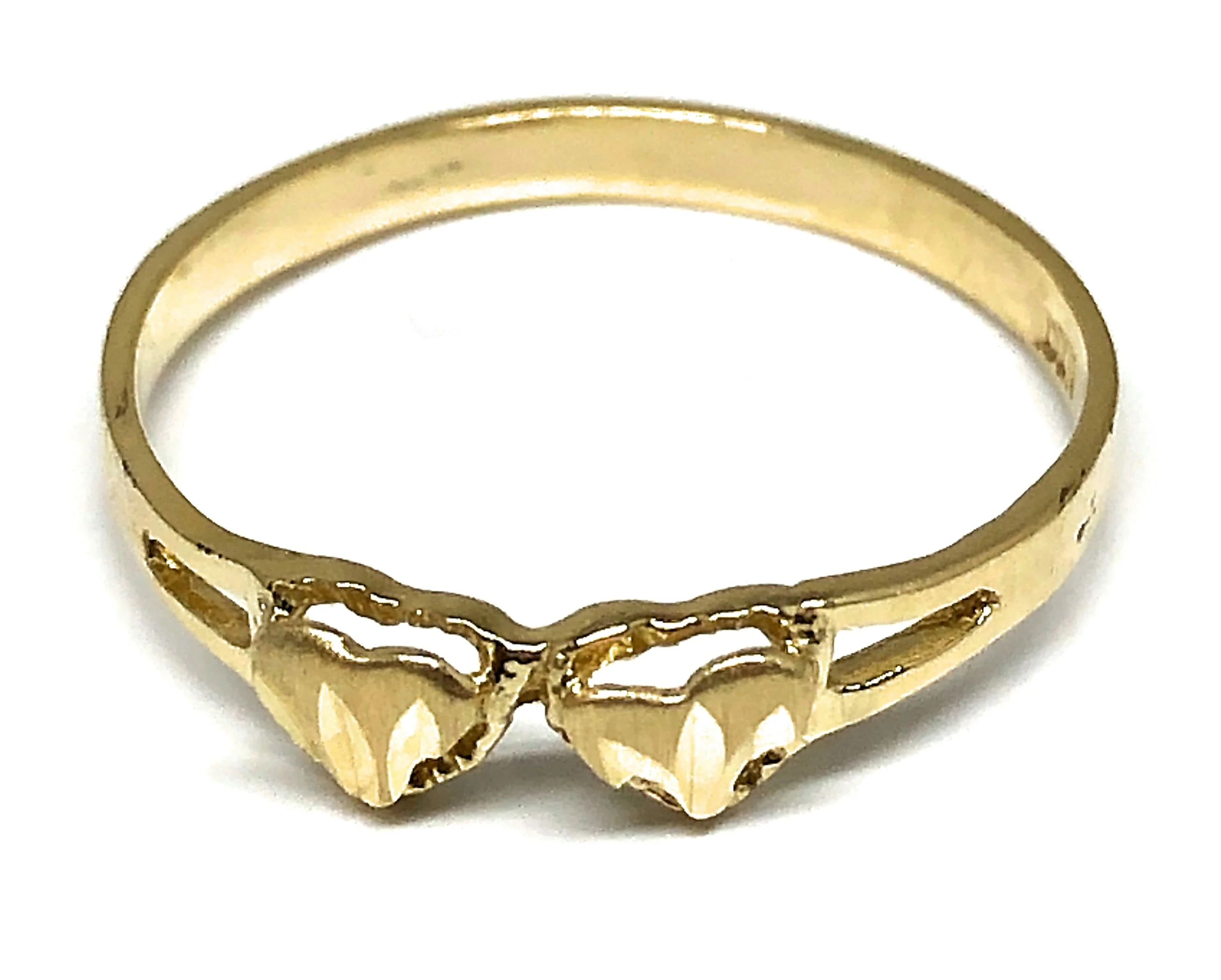 10k Solid Gold Yellow Double Heart Ring