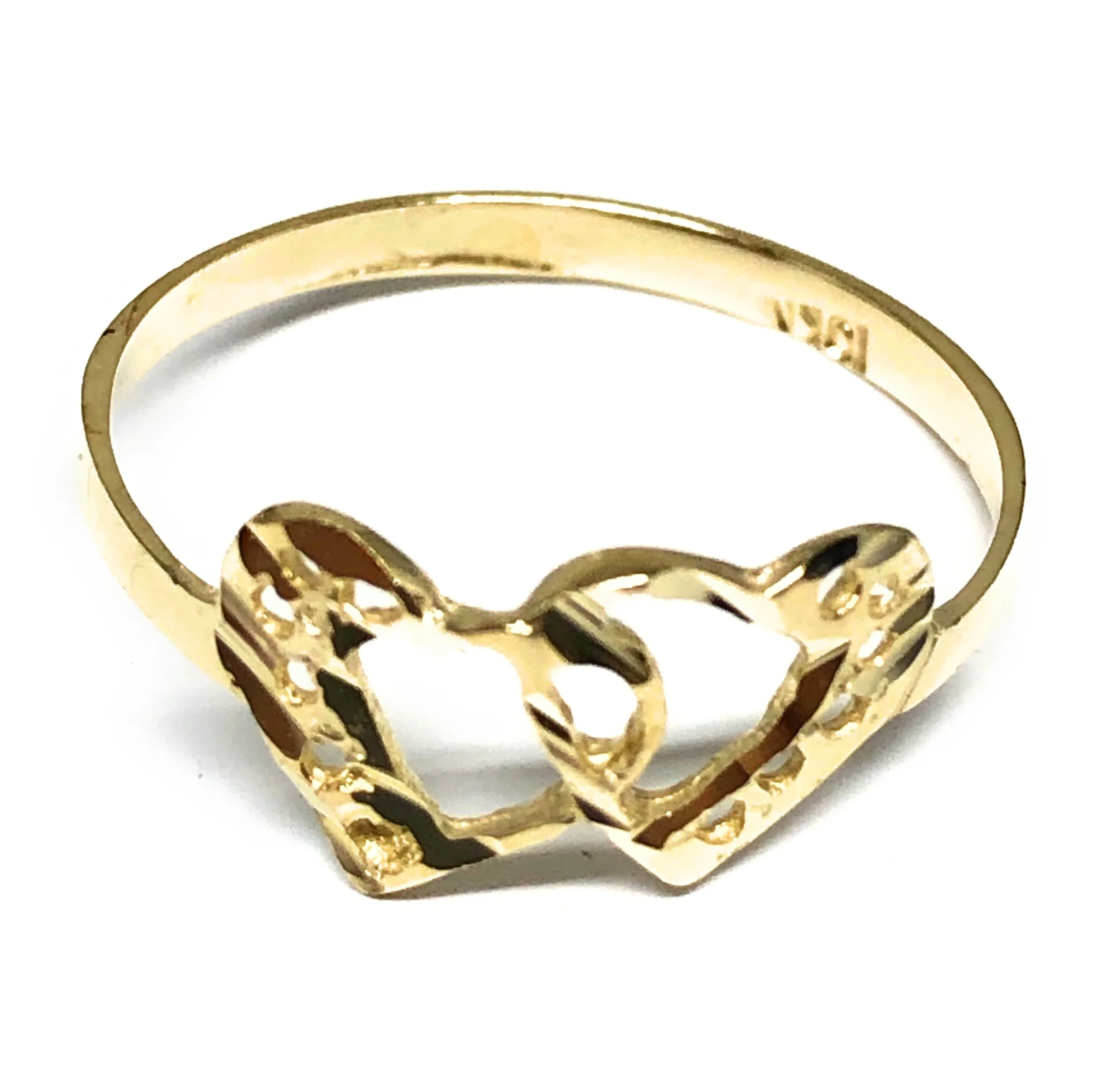 10k Solid Gold Yellow Double Heart Ring (FC 138)