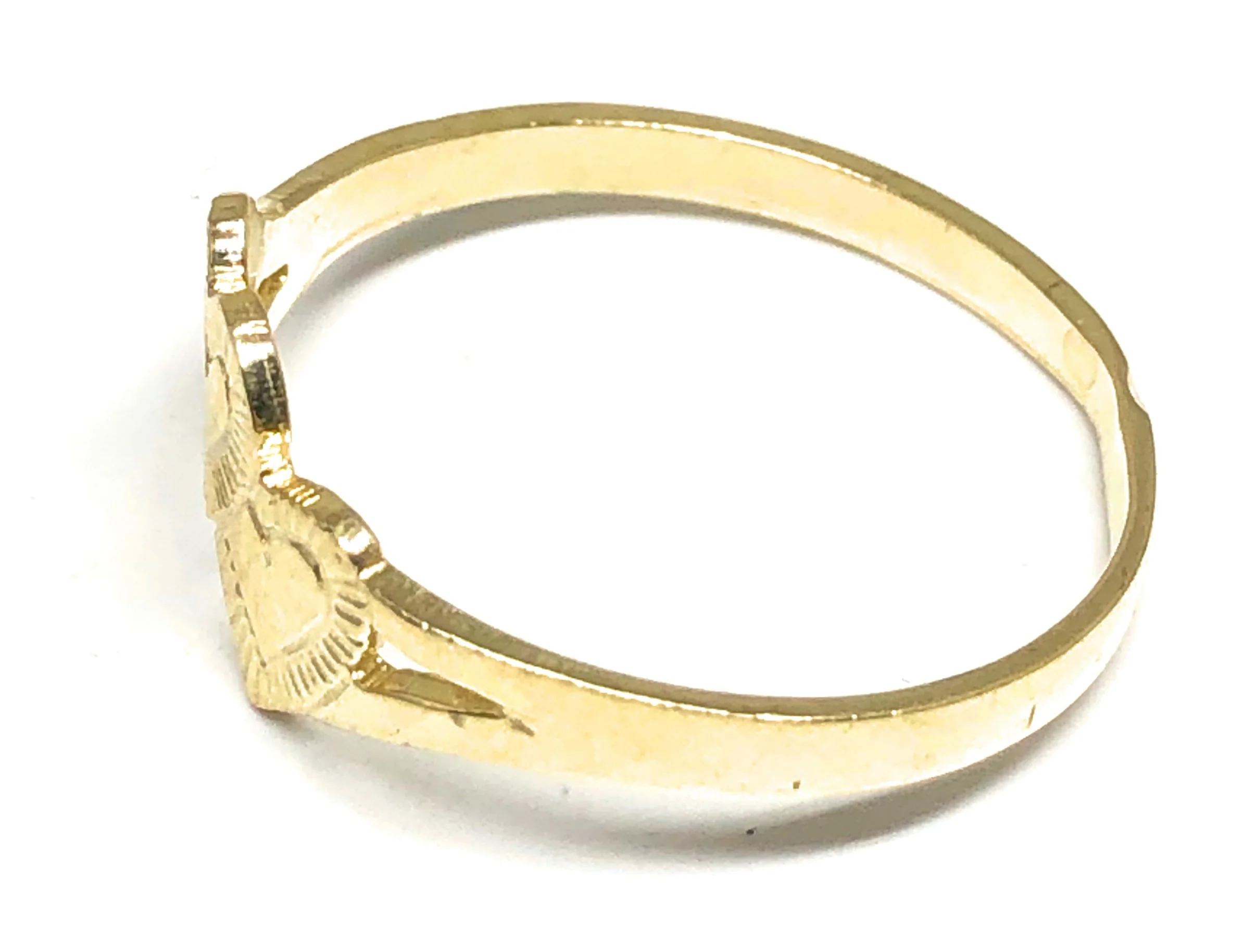 10k Solid Gold Yellow Double Heart Ring - Image 2