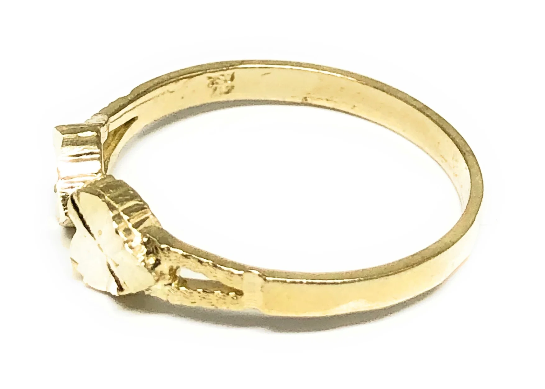 10k Solid Gold Yellow Double Heart Ring - Image 2