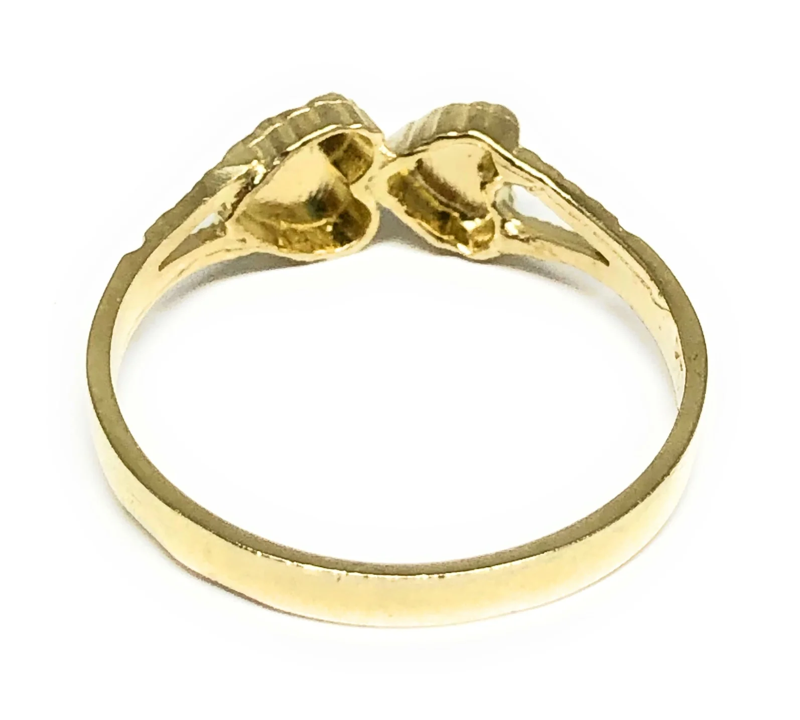 10k Solid Gold Yellow Double Heart Ring - Image 3
