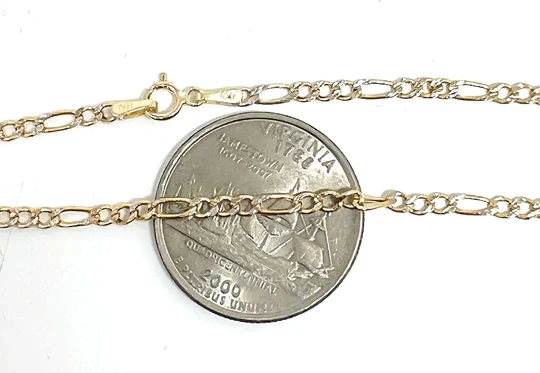 10k Solid Gold Yellow Figaro Brracelet 7,8,10 (FOR ANKLE) inch 2.5mm Width - Image 2