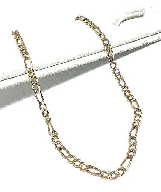 10k Solid Gold Yellow Figaro Brracelet 7,8,10 (FOR ANKLE) inch 2.5mm Width - Image 5
