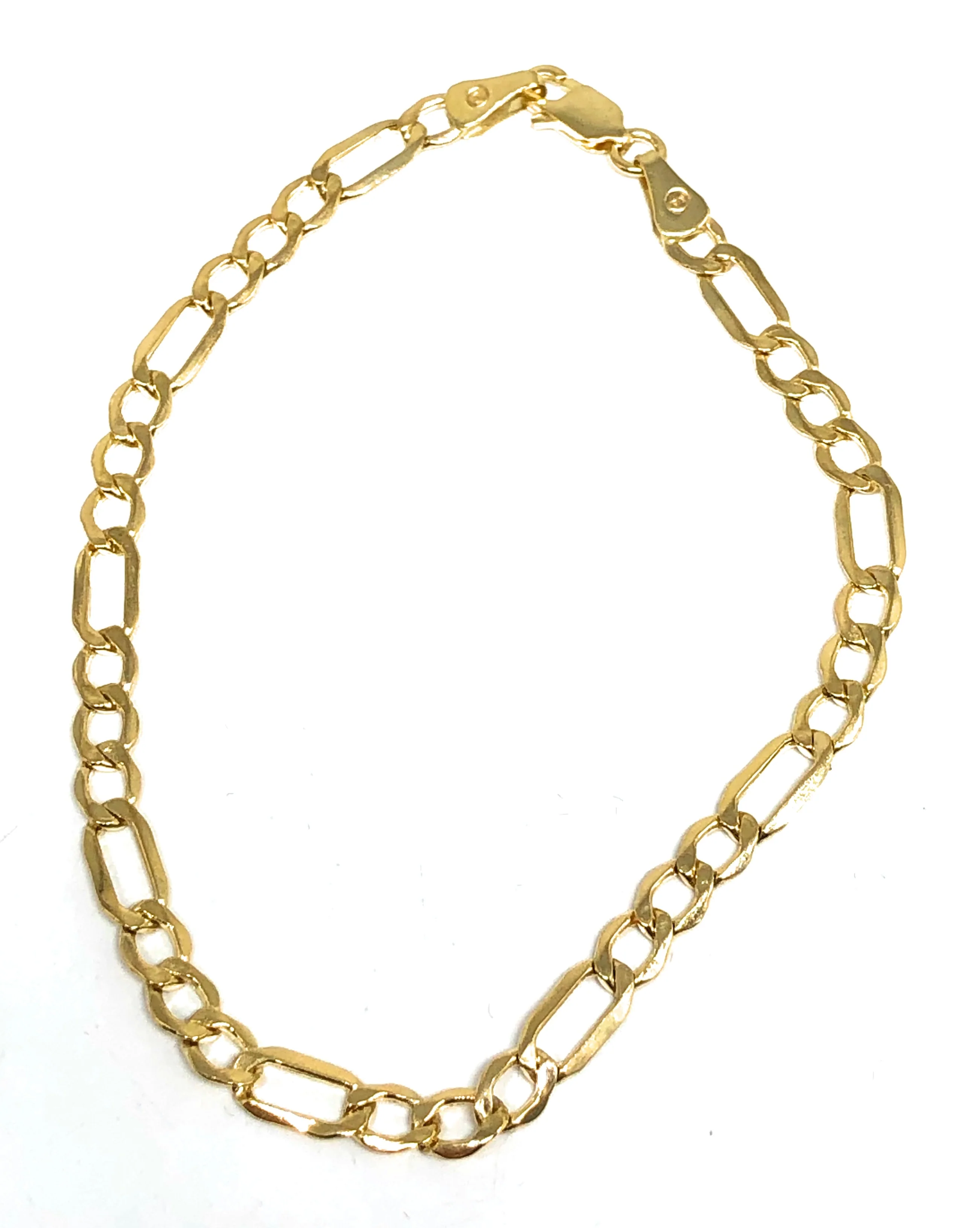 10k Solid Gold Yellow Figaro Brracelet 7-8 inch 4.5mm Width (SEMI-HOLLOW STYLE) - Image 4