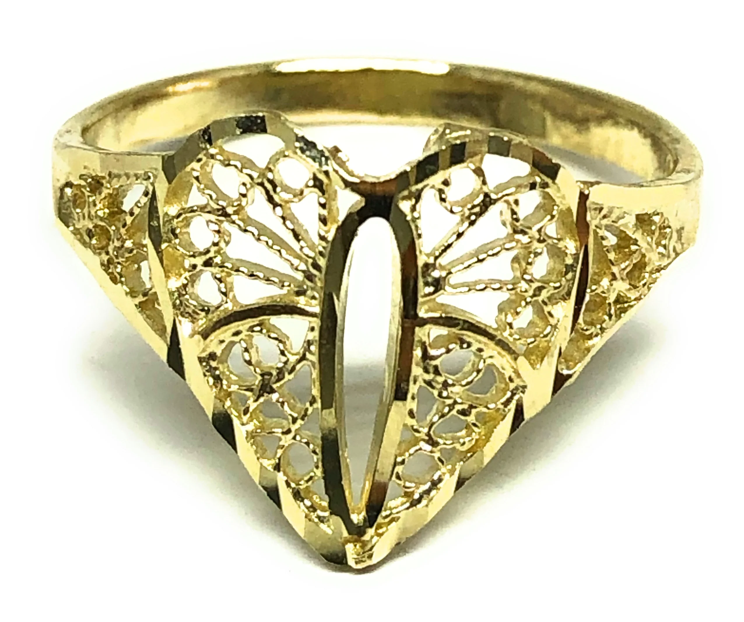 10k Solid Gold Yellow Filigrana Heart Ring