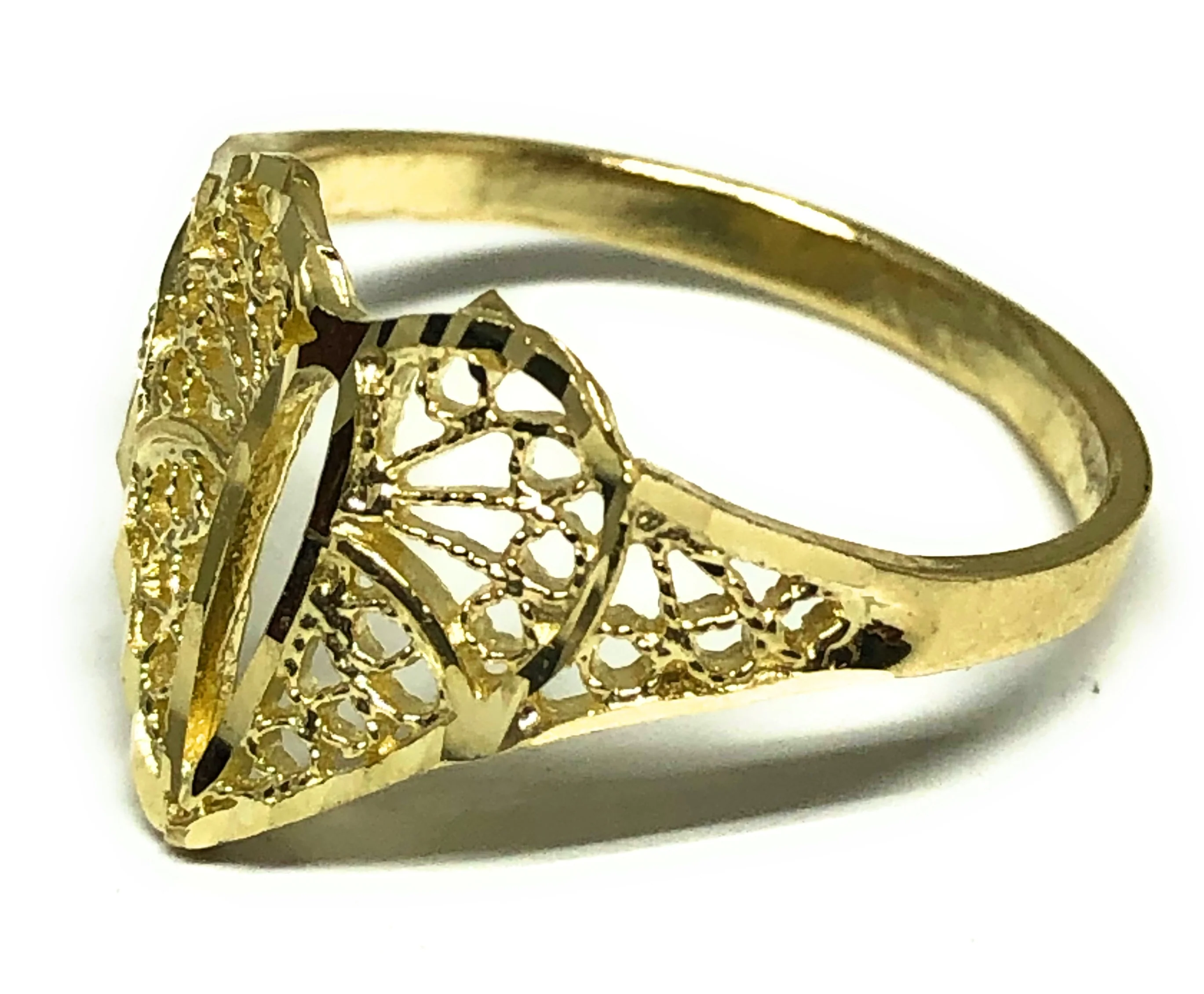 10k Solid Gold Yellow Filigrana Heart Ring - Image 2