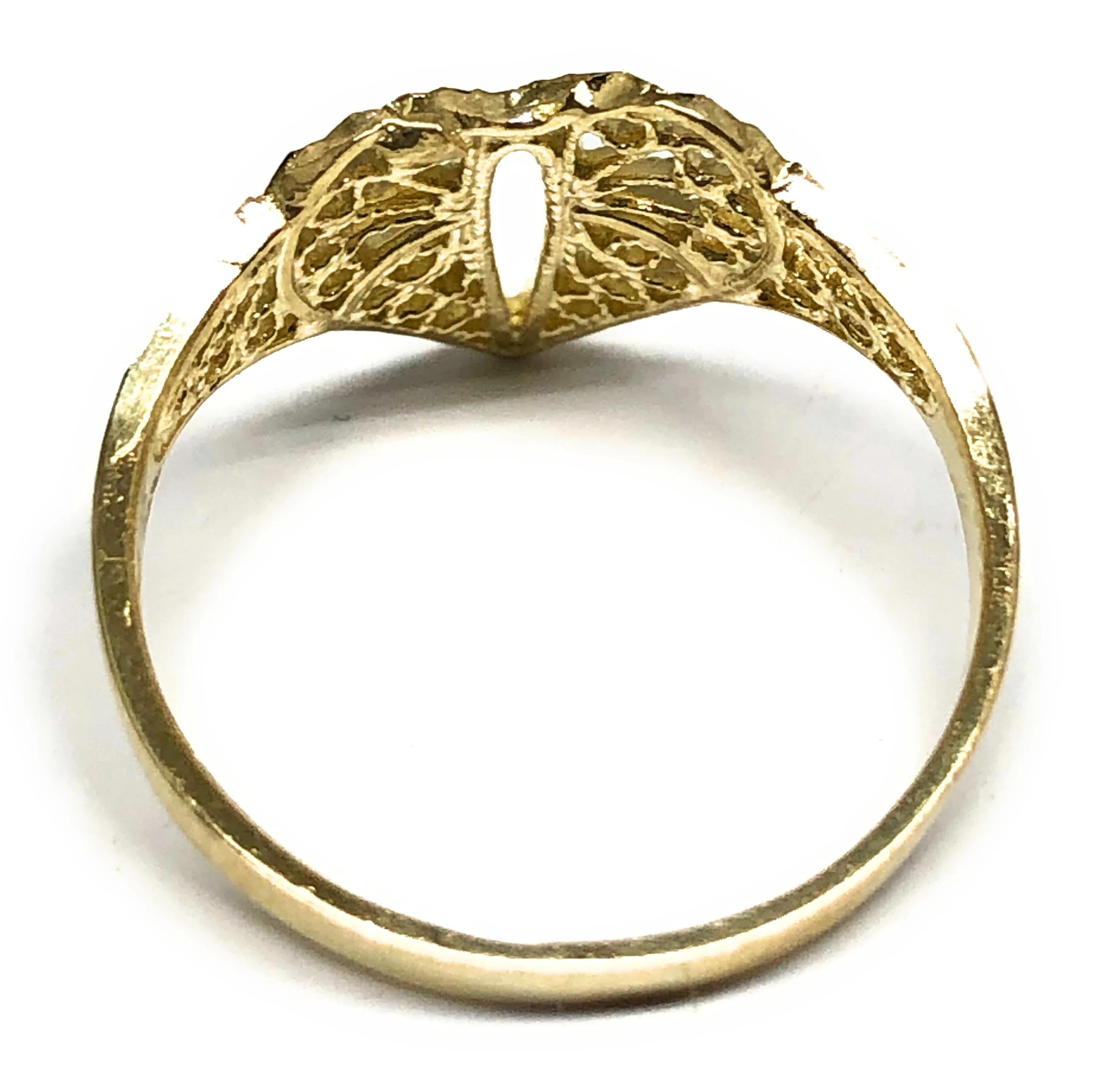 10k Solid Gold Yellow Filigrana Heart Ring - Image 3
