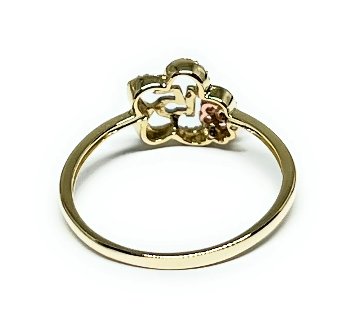 10k Solid Gold Yellow & Rose Gold FLOWER CZ Mis 15 Años Ring (FC 254) - Image 2