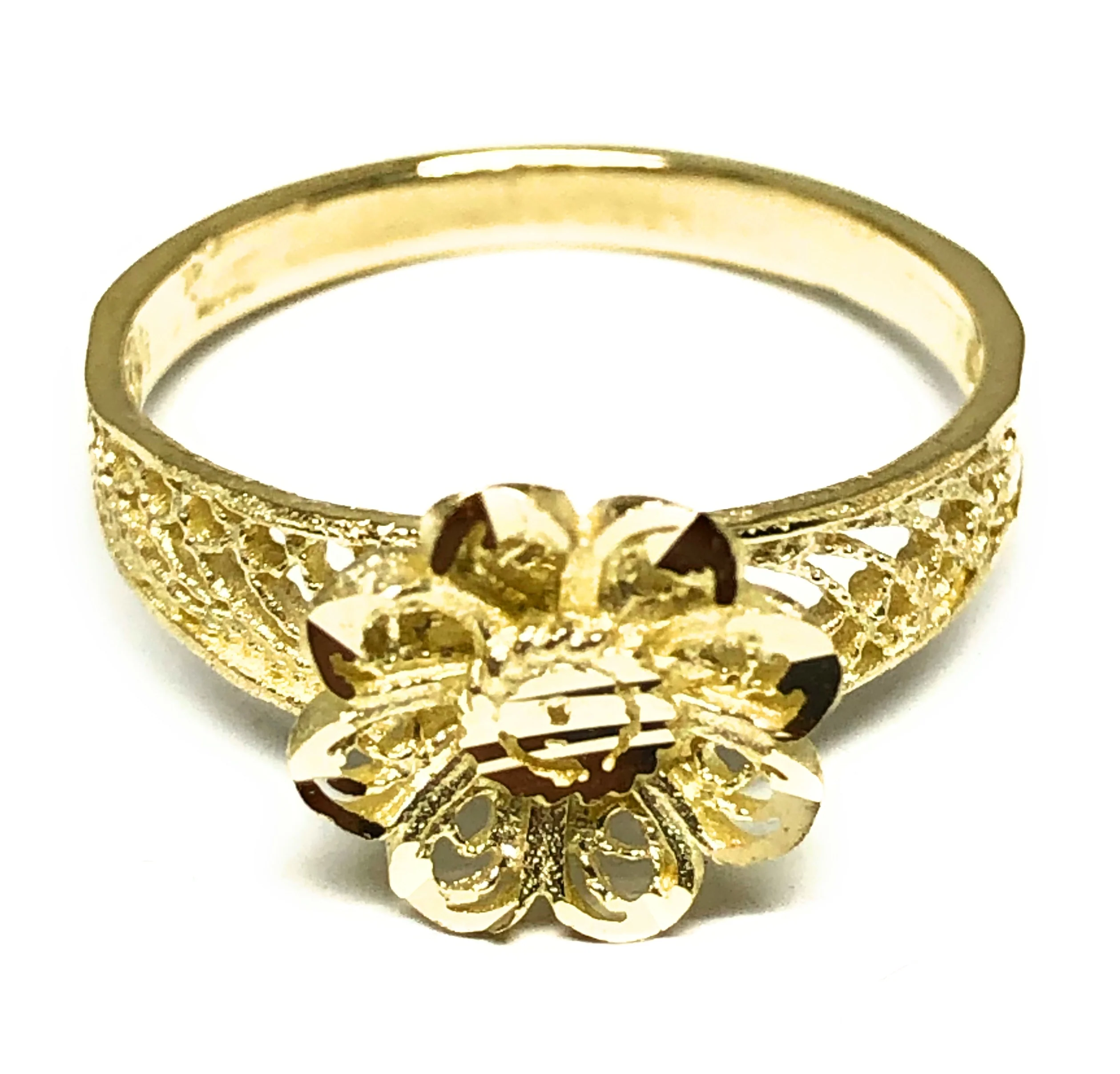 10k Solid Gold Yellow Flower Ring
