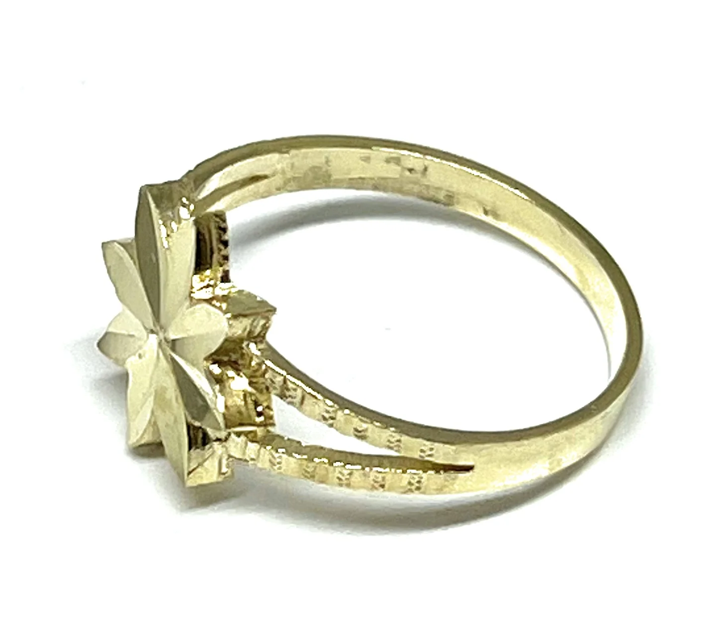 10k Solid Gold Yellow Flower Ring - Image 2