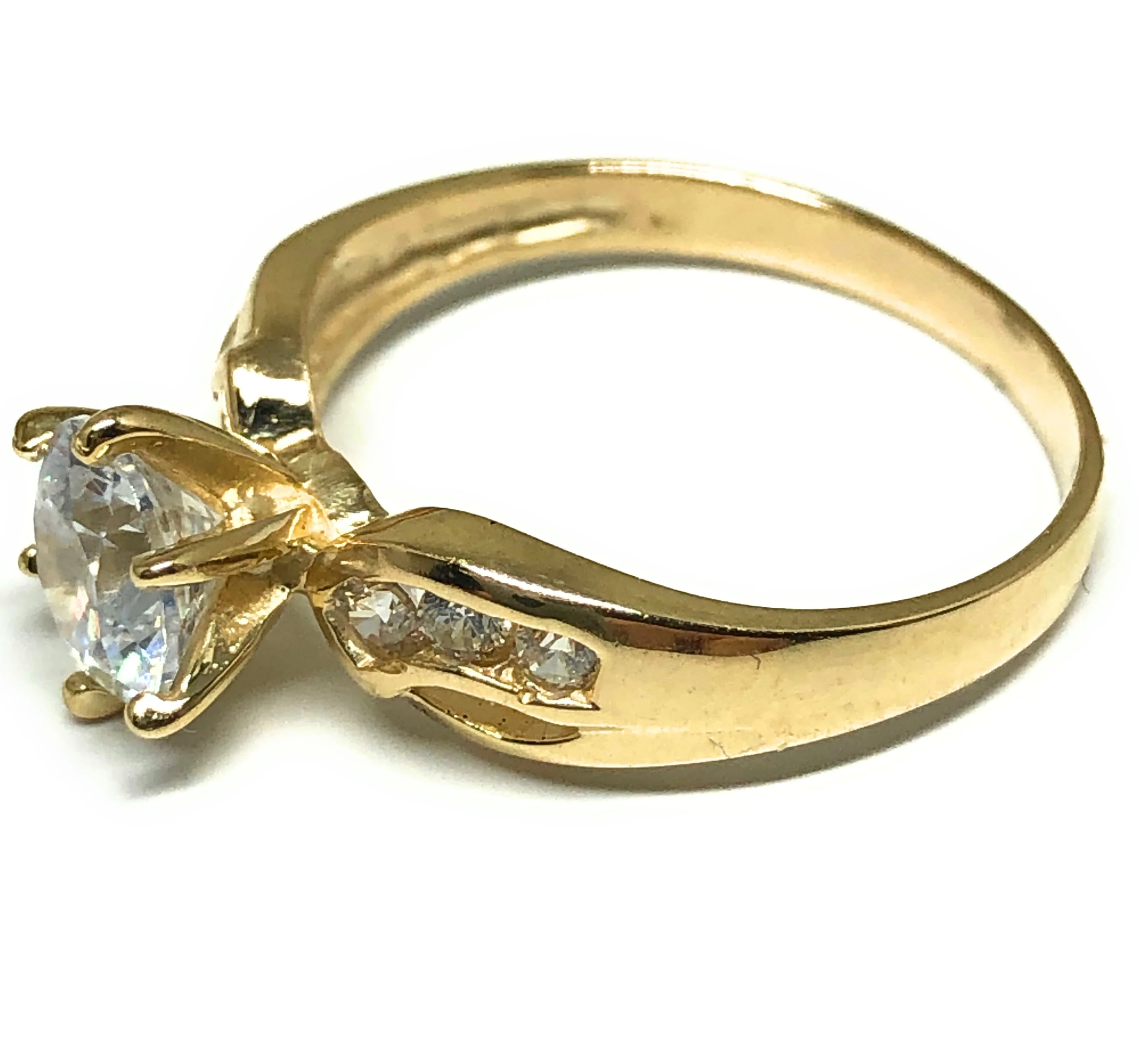 10k Solid Gold Yellow Gold 1 KARAT Cubic Zirconia Engagement Ring - Image 5