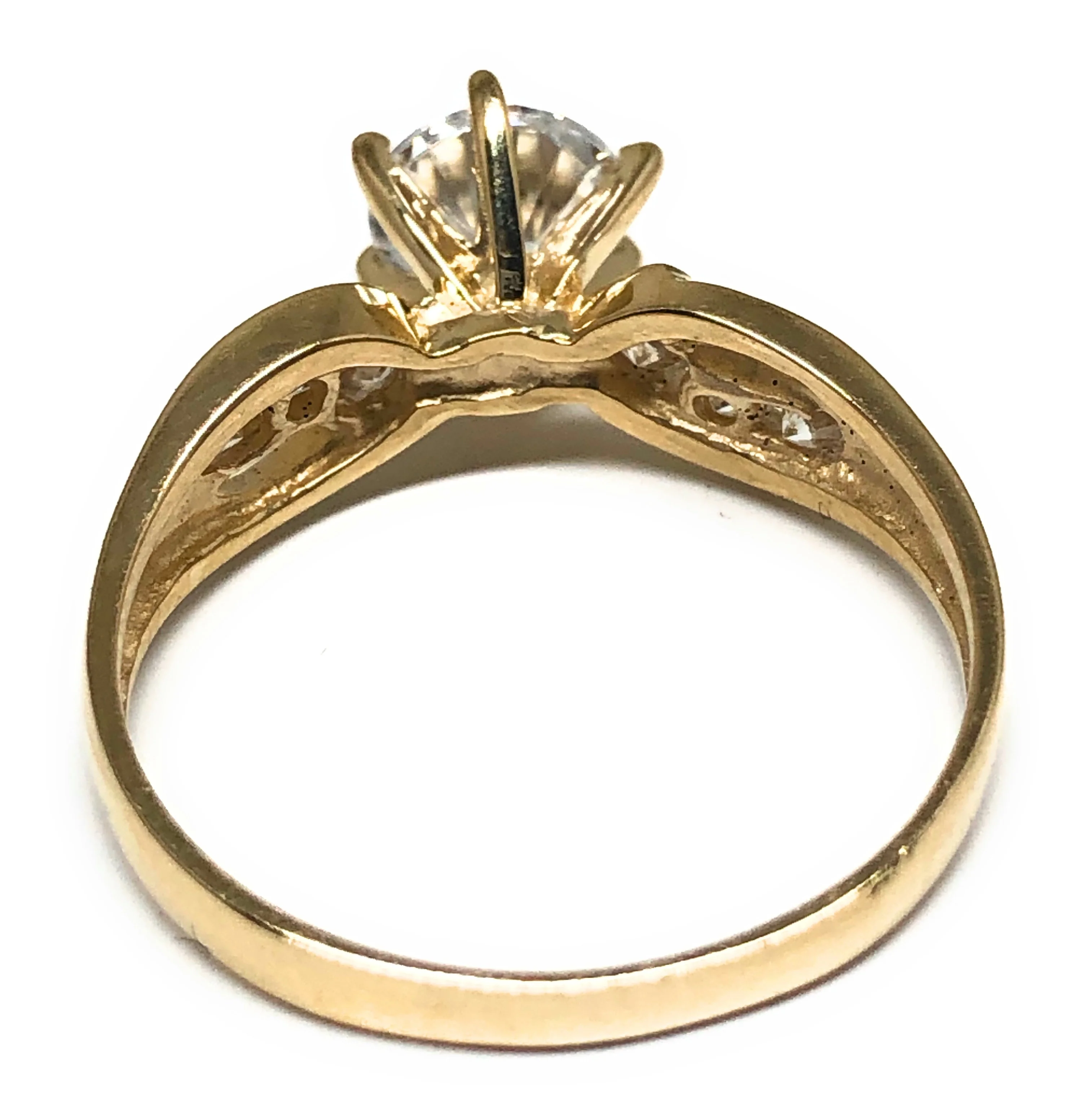 10k Solid Gold Yellow Gold 1 KARAT Cubic Zirconia Engagement Ring - Image 6