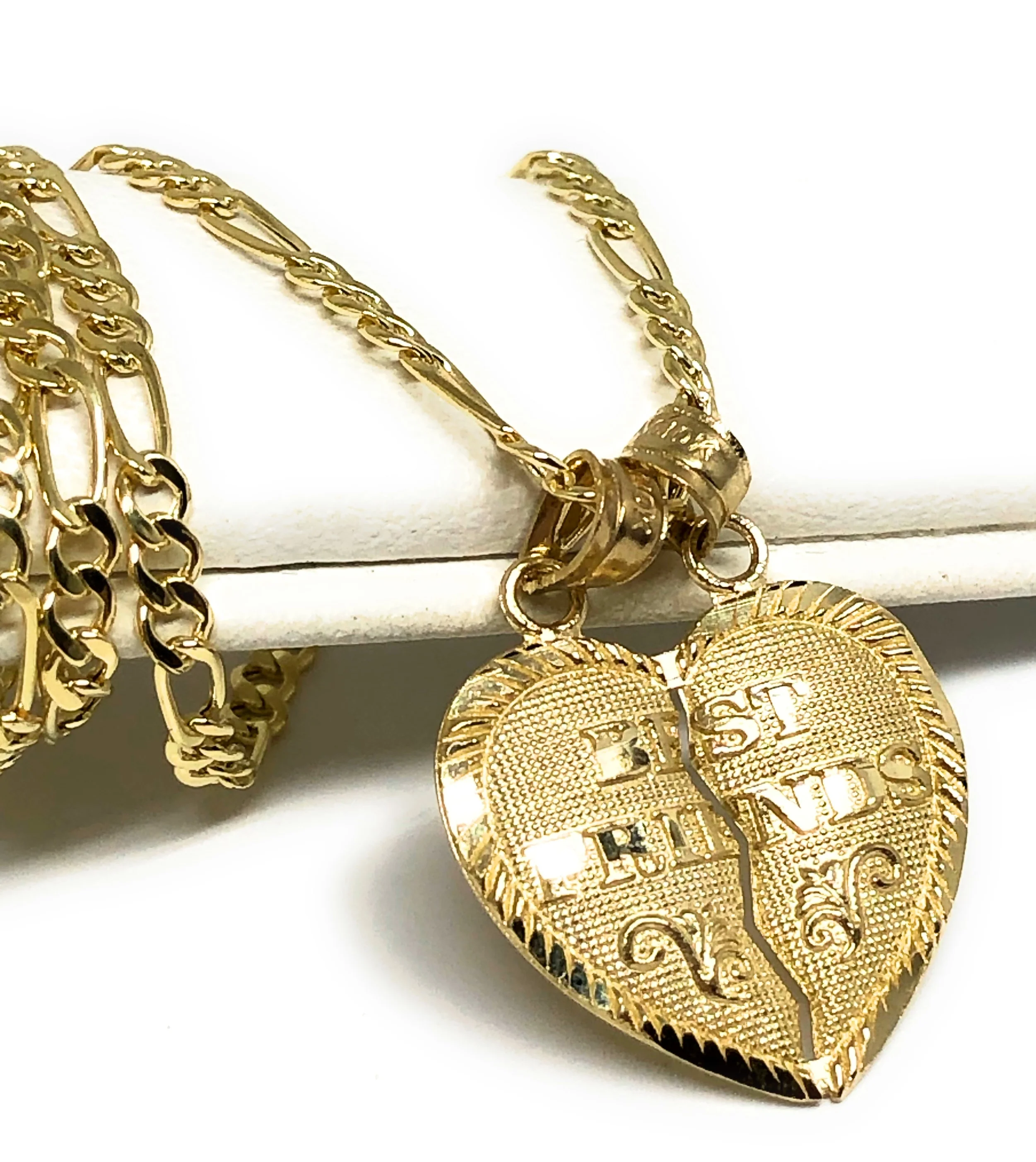 10k Solid Gold Yellow Gold “Best Friends" Heart Split Pendant (SM,MED,LG)