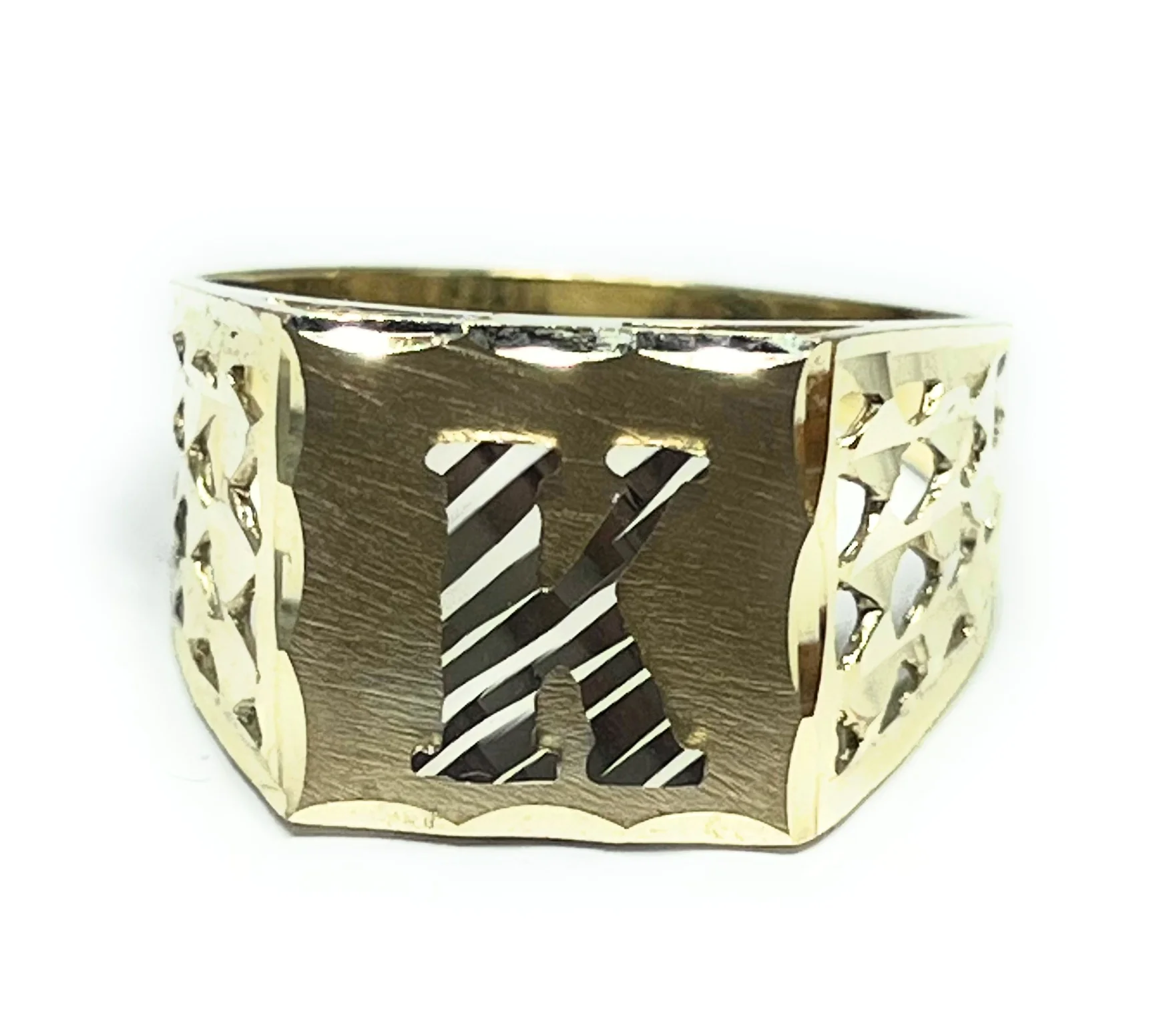 10k Solid Gold Yellow Gold Block CUSTOMIZED Initial Ring (LG) - Image 4