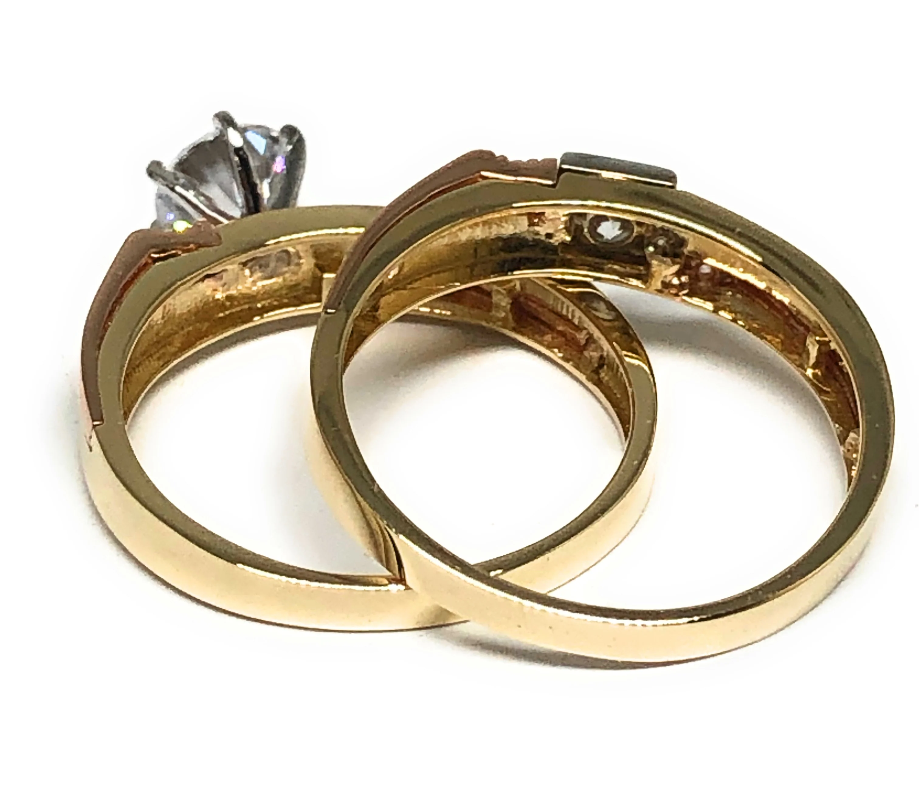 10k Solid Gold Yellow Gold CZ Engagement Set Ring (FC 100) - Image 3