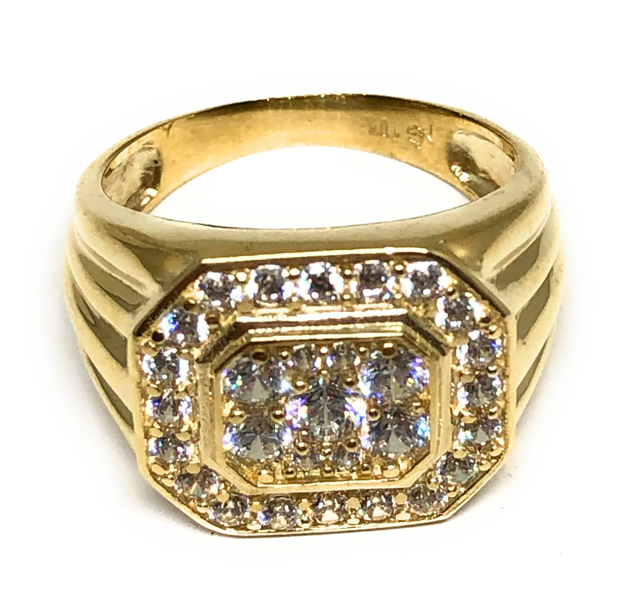10k Solid Gold Yellow Gold Big CZ Ring