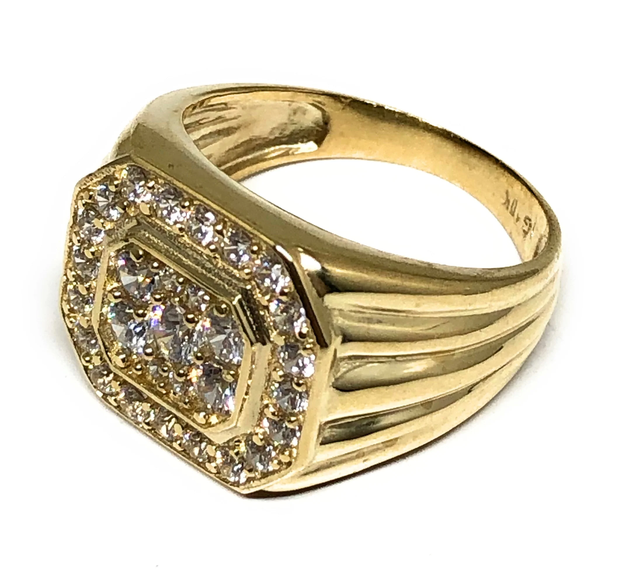 10k Solid Gold Yellow Gold Big CZ Ring - Image 2