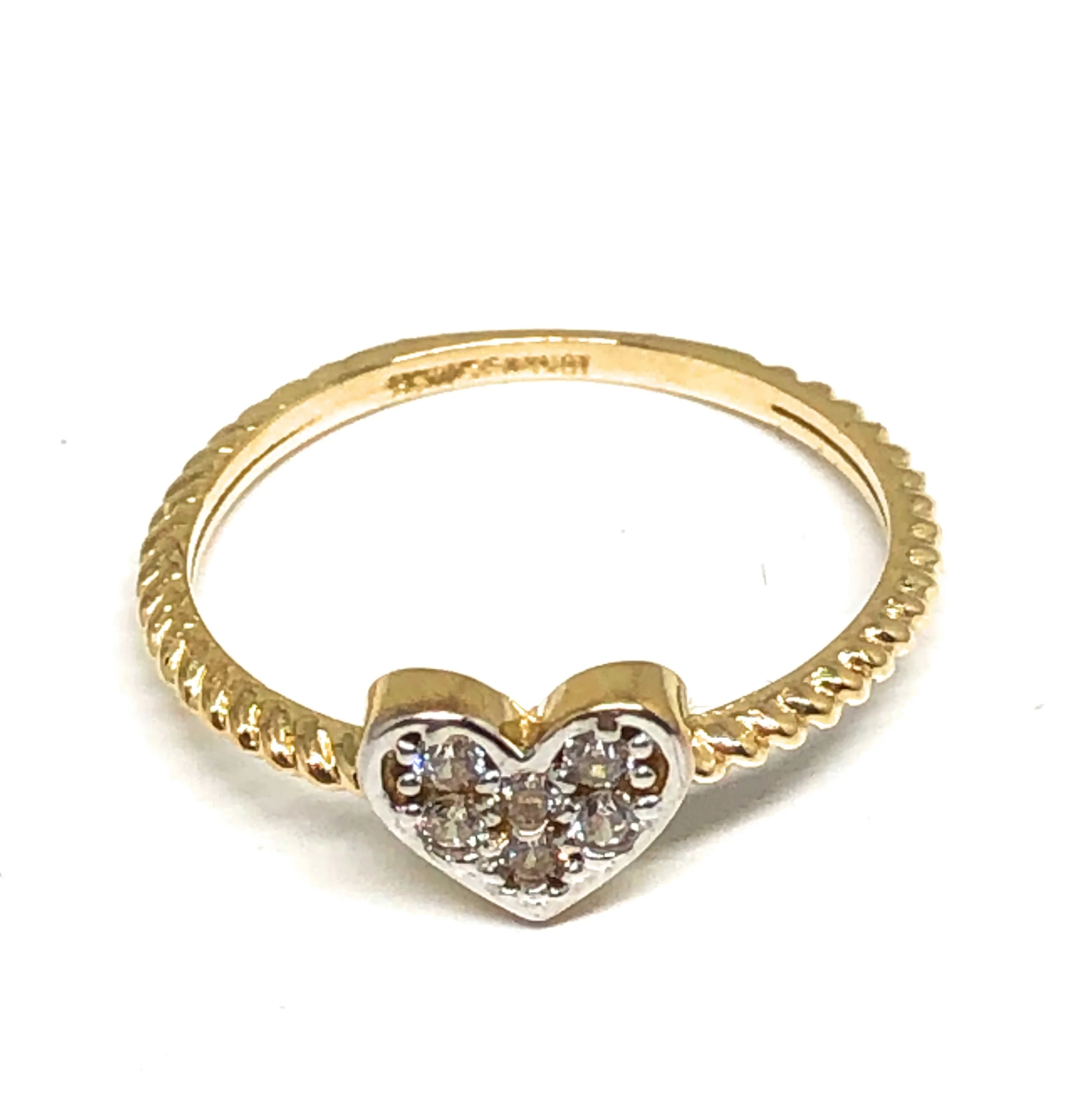 10k Solid Gold Yellow Gold Heart CZ Ring