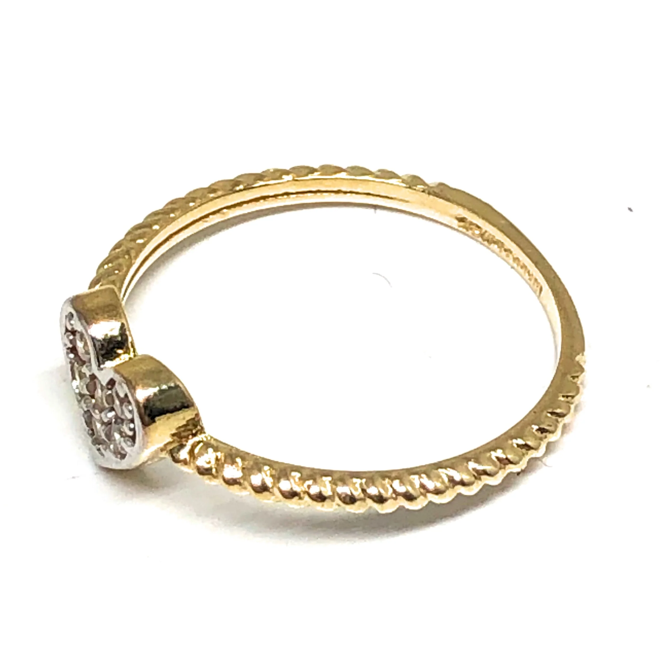 10k Solid Gold Yellow Gold Heart CZ Ring - Image 2