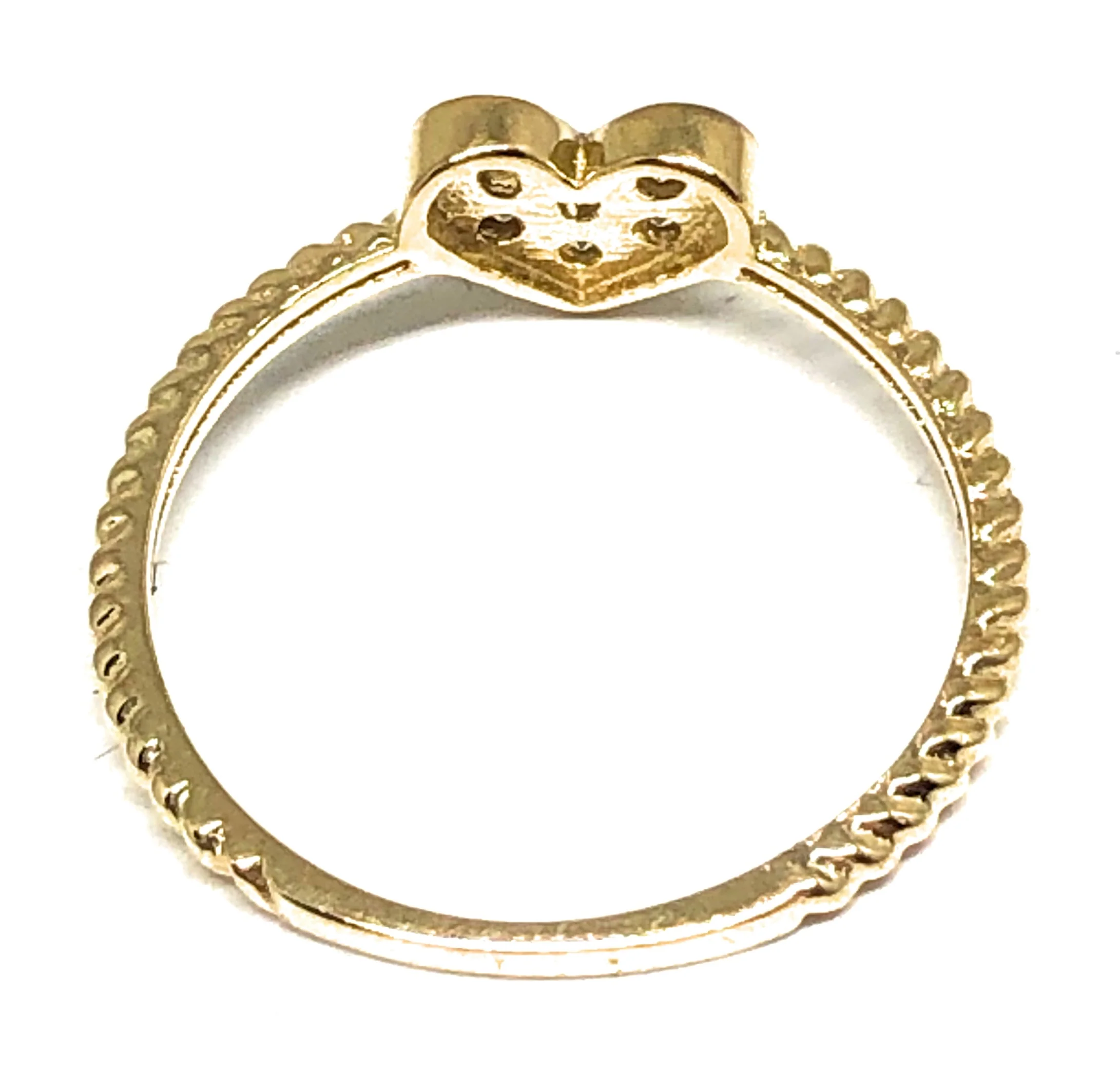 10k Solid Gold Yellow Gold Heart CZ Ring - Image 3