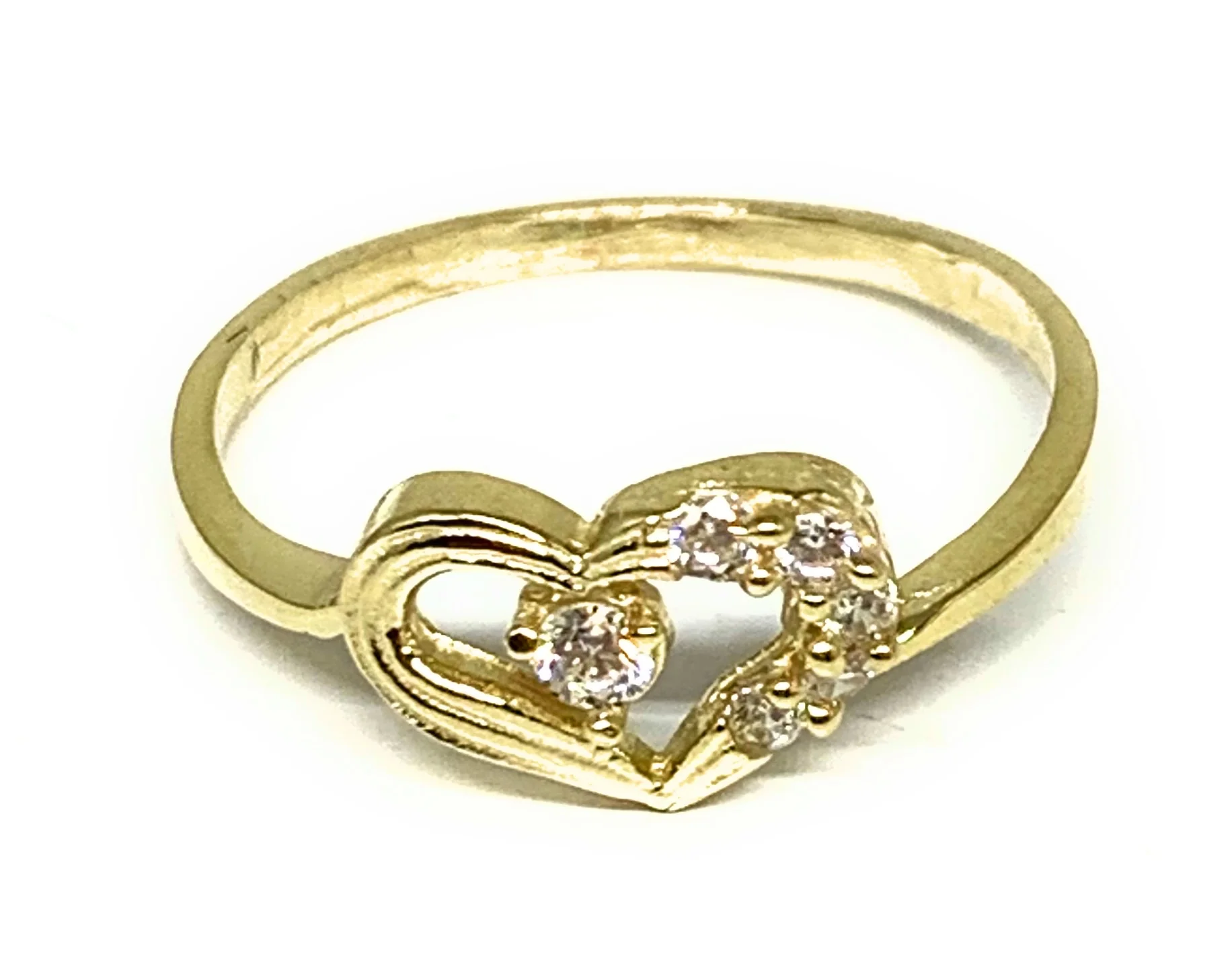10k Solid Gold Yellow Gold Heart CZ Ring