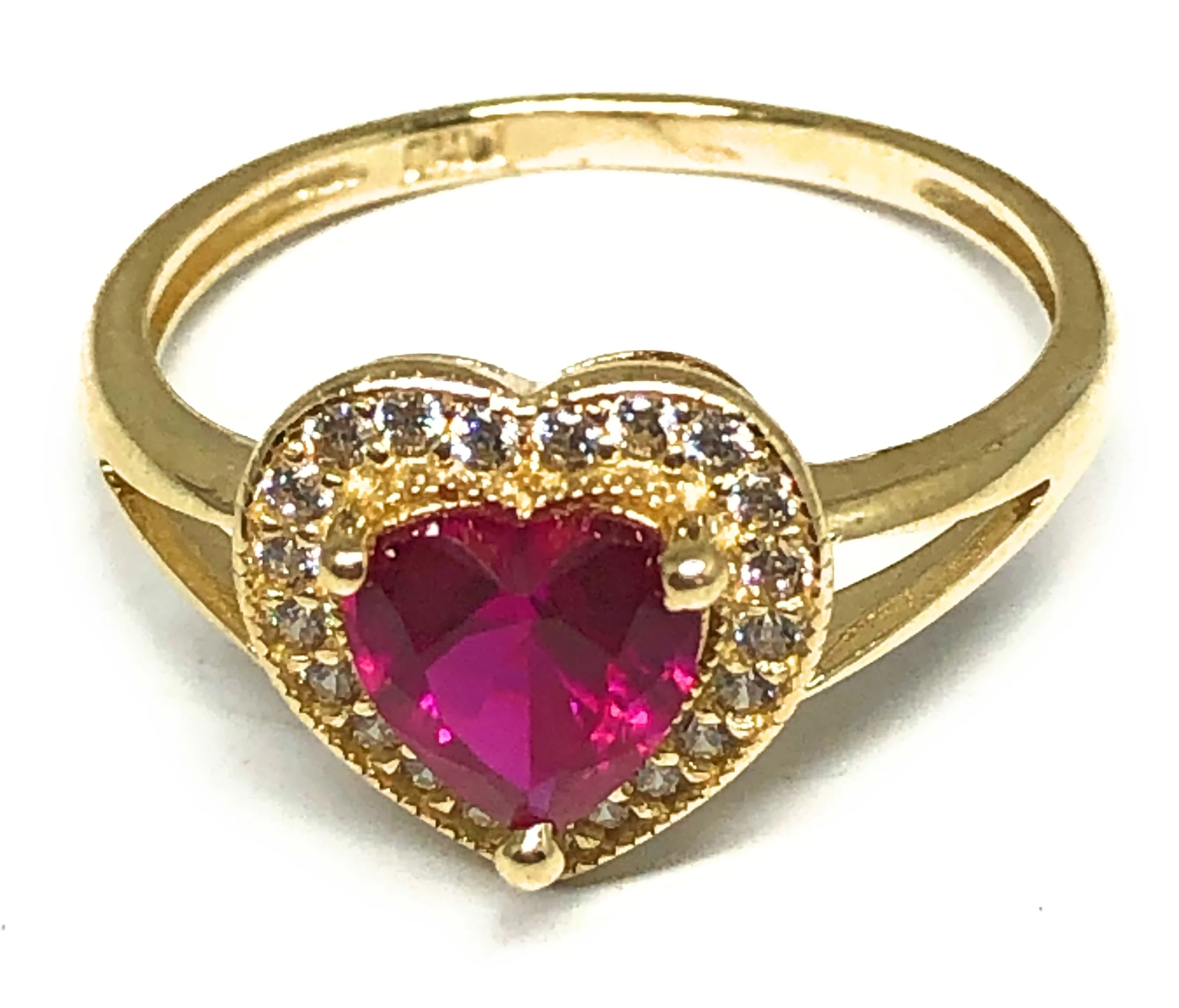10k Solid Gold Yellow Gold Heart CZ Ring (PINK, PURPLE, RED, WHITE) - Image 3