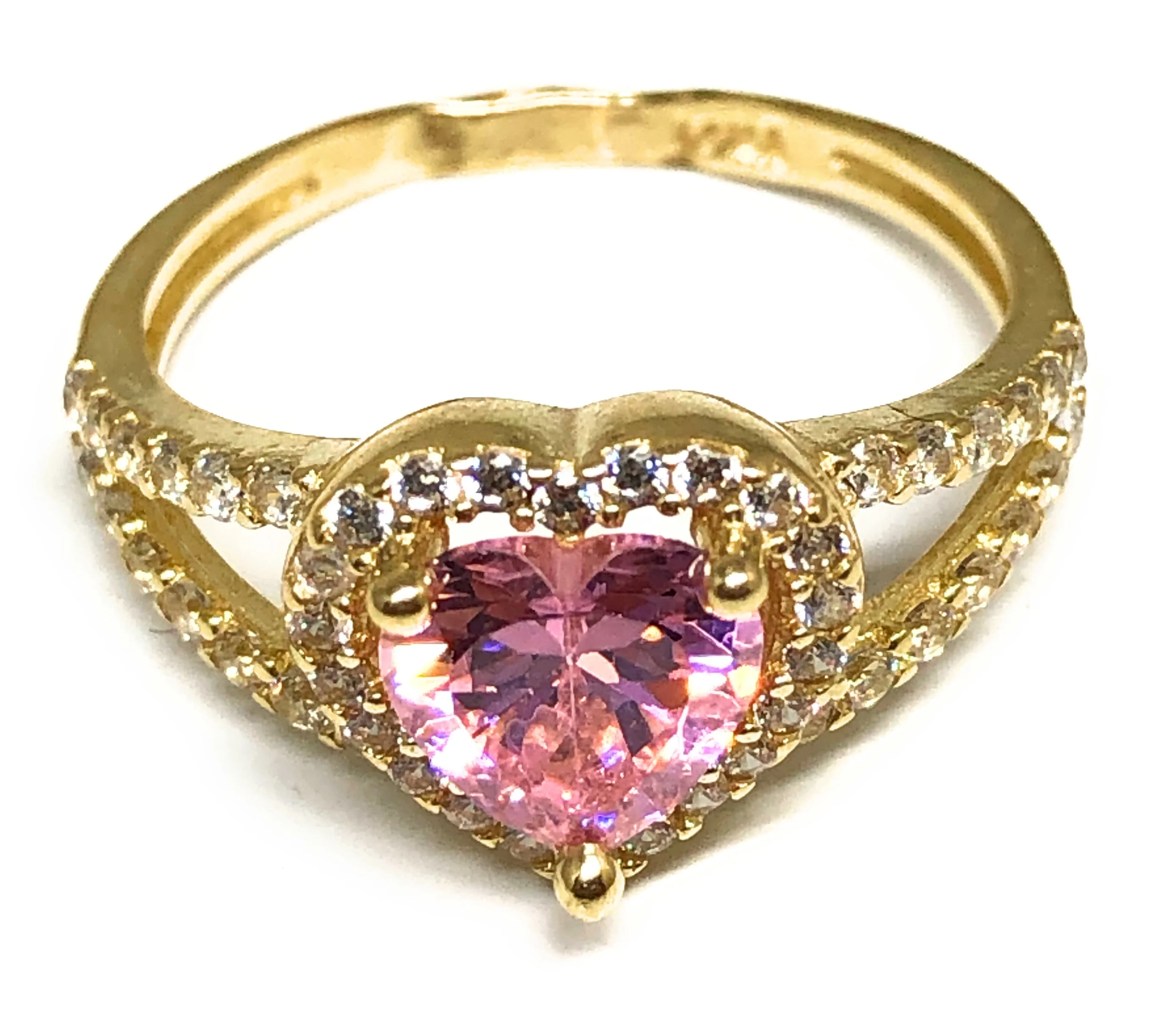 10k Solid Gold Yellow Gold Heart CZ Ring - Image 2