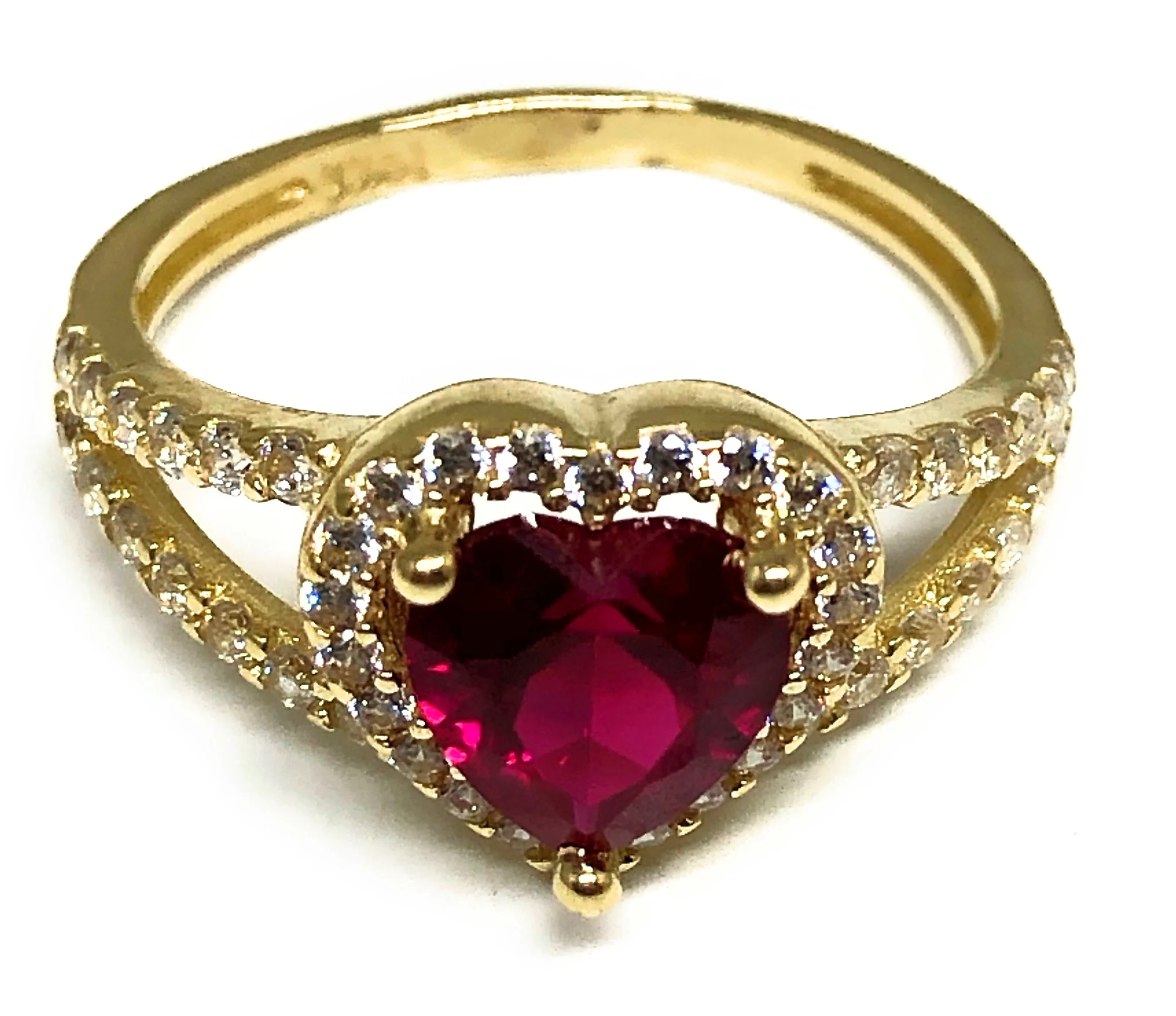 10k Solid Gold Yellow Gold Heart CZ Ring - Image 3