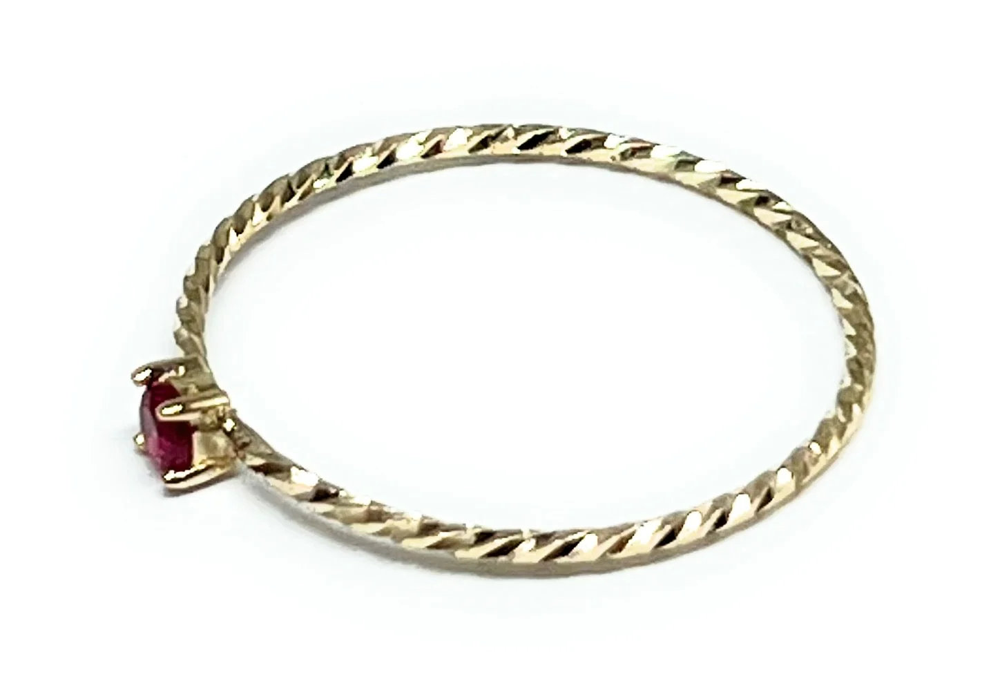 10k Solid Gold Yellow Gold Red DAINTY CZ Ring (FC 159) - Image 2