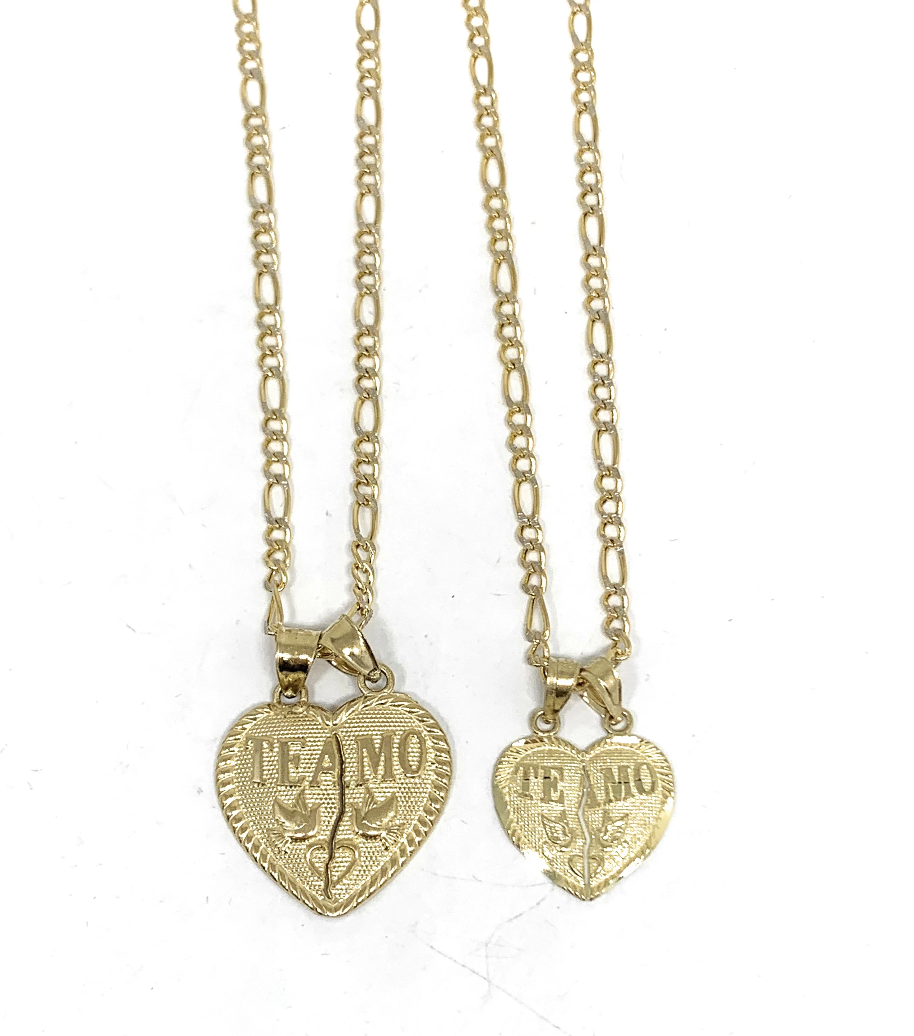 10k Solid Gold Yellow Gold “Te Amo" Heart Split Pendant (LG,MED,SM) - Image 3