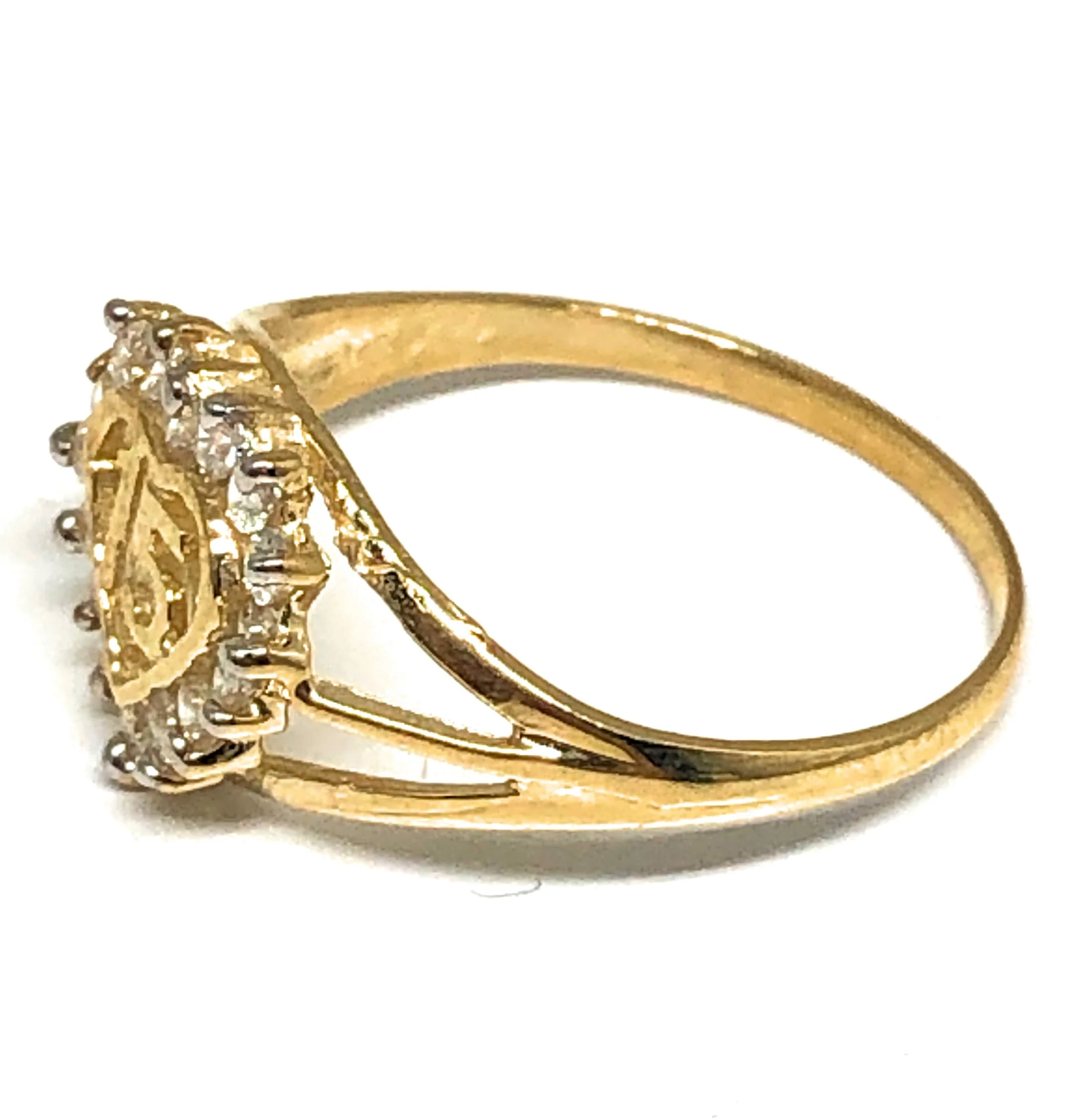10k Solid Gold Yellow Heart CZ Mis 15 Años Ring - Image 2