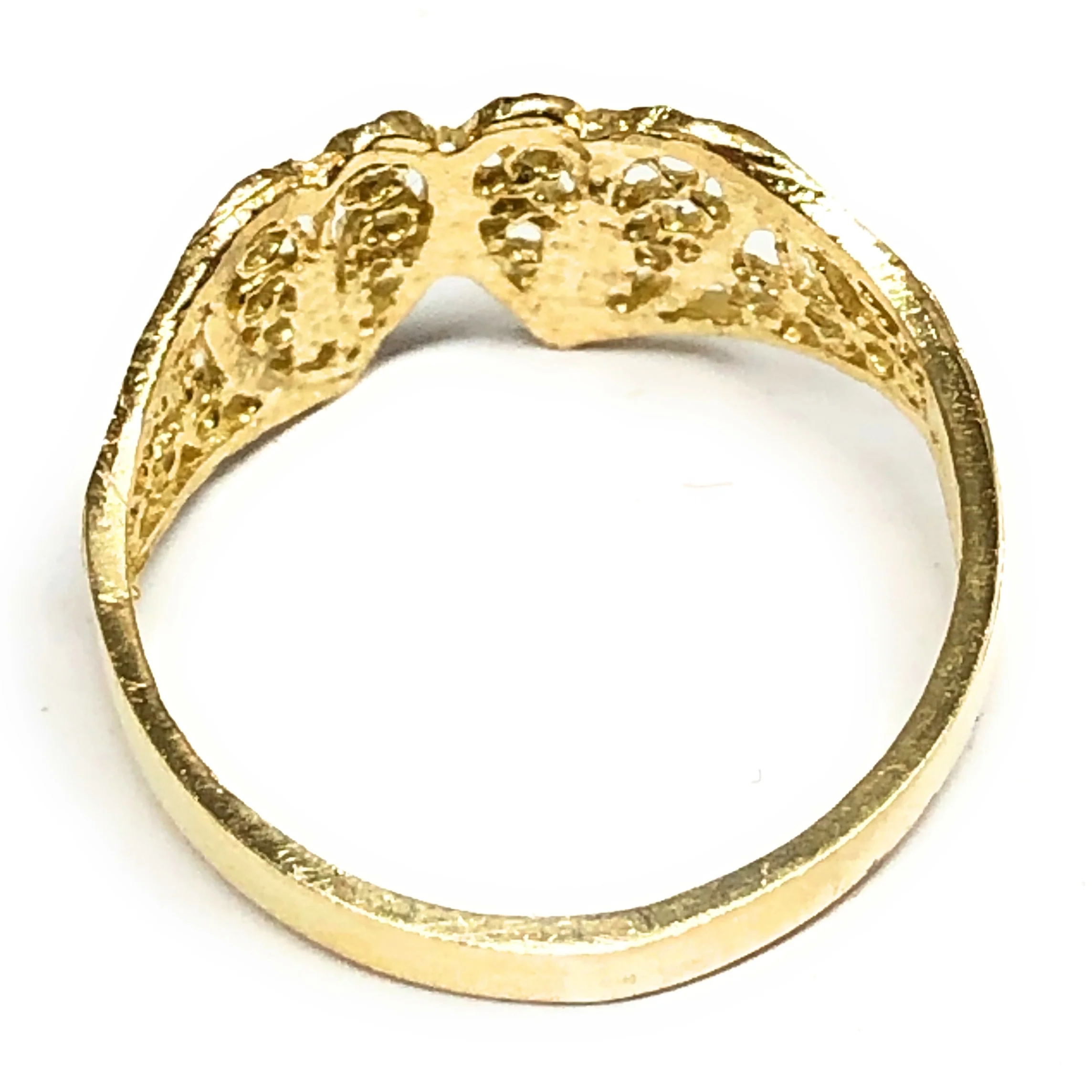 10k Solid Gold Yellow Double Heart Filigree Ring - Image 3