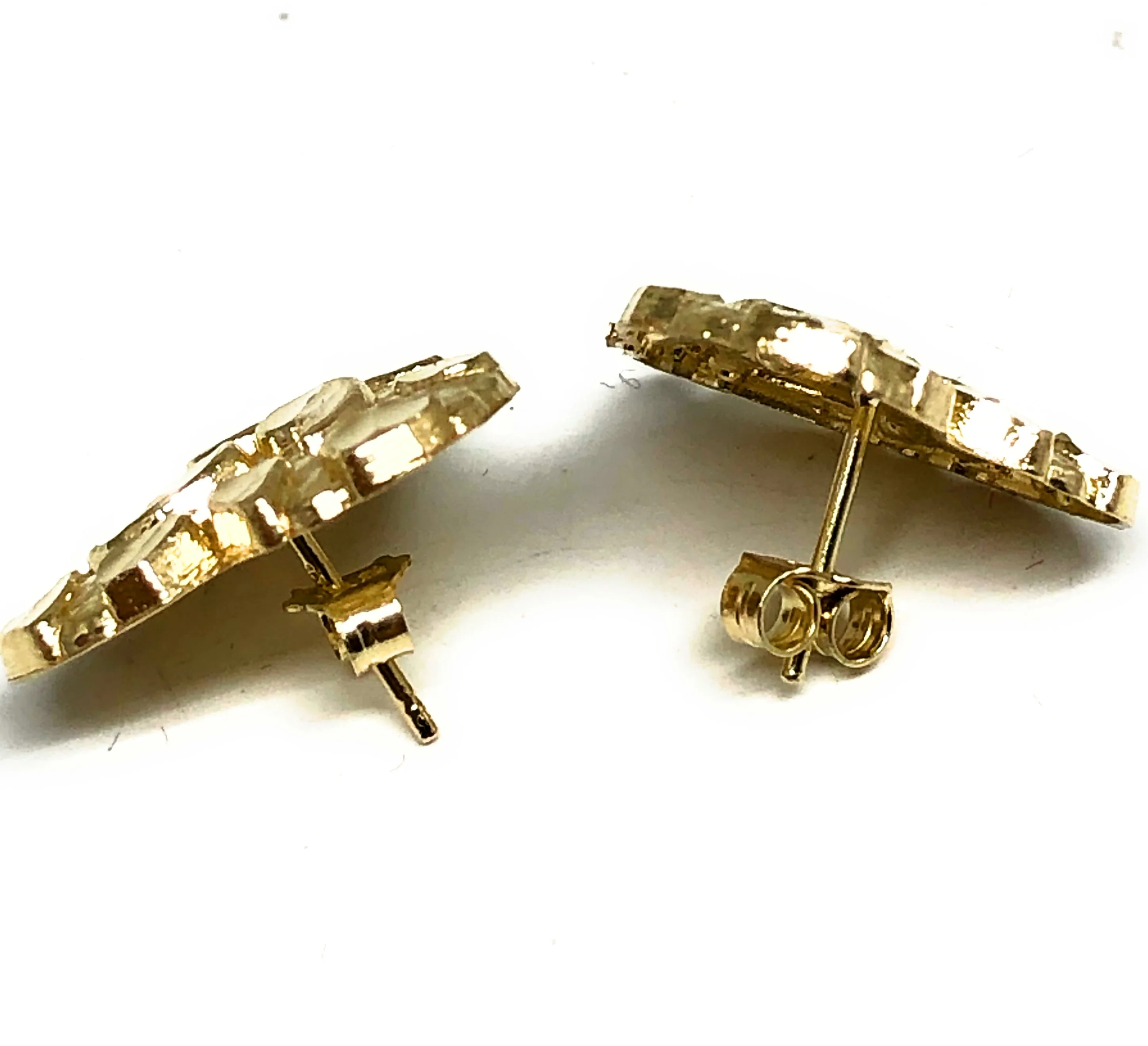 10k Solid Gold Yellow Heart Nugget Stud Earrings (MED) - Image 3