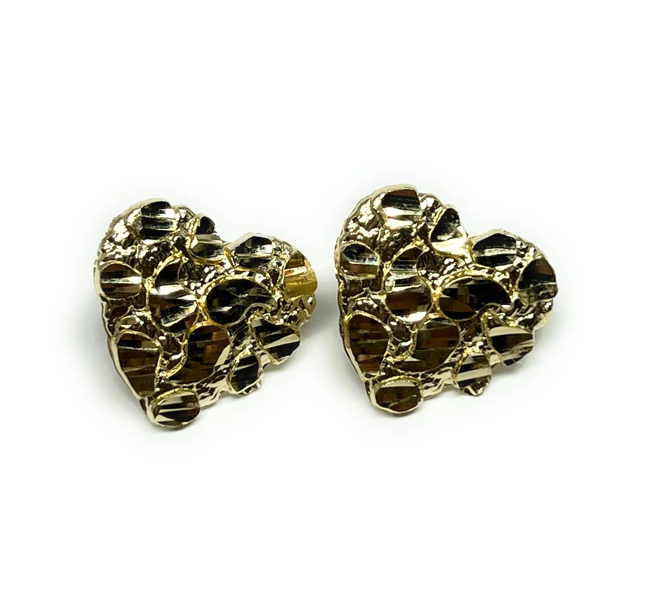 10k Solid Gold Yellow Heart Nugget Stud Earrings (XS,SM,LG) - Image 6