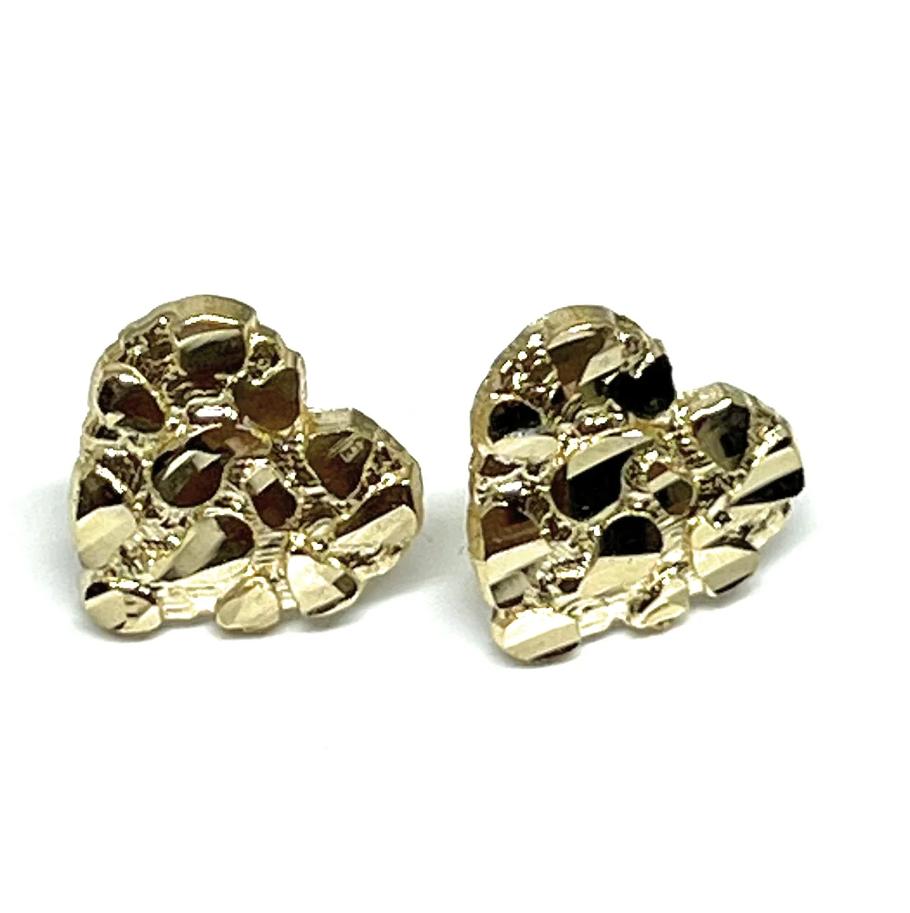 10k Solid Gold Yellow Heart Nugget Stud Earrings (XS,SM,LG) - Image 7