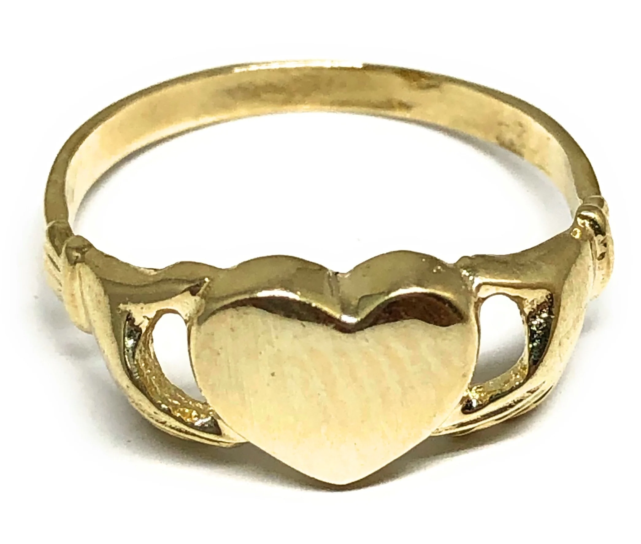 10k Solid Gold Yellow Heart Signet Ring (LG)