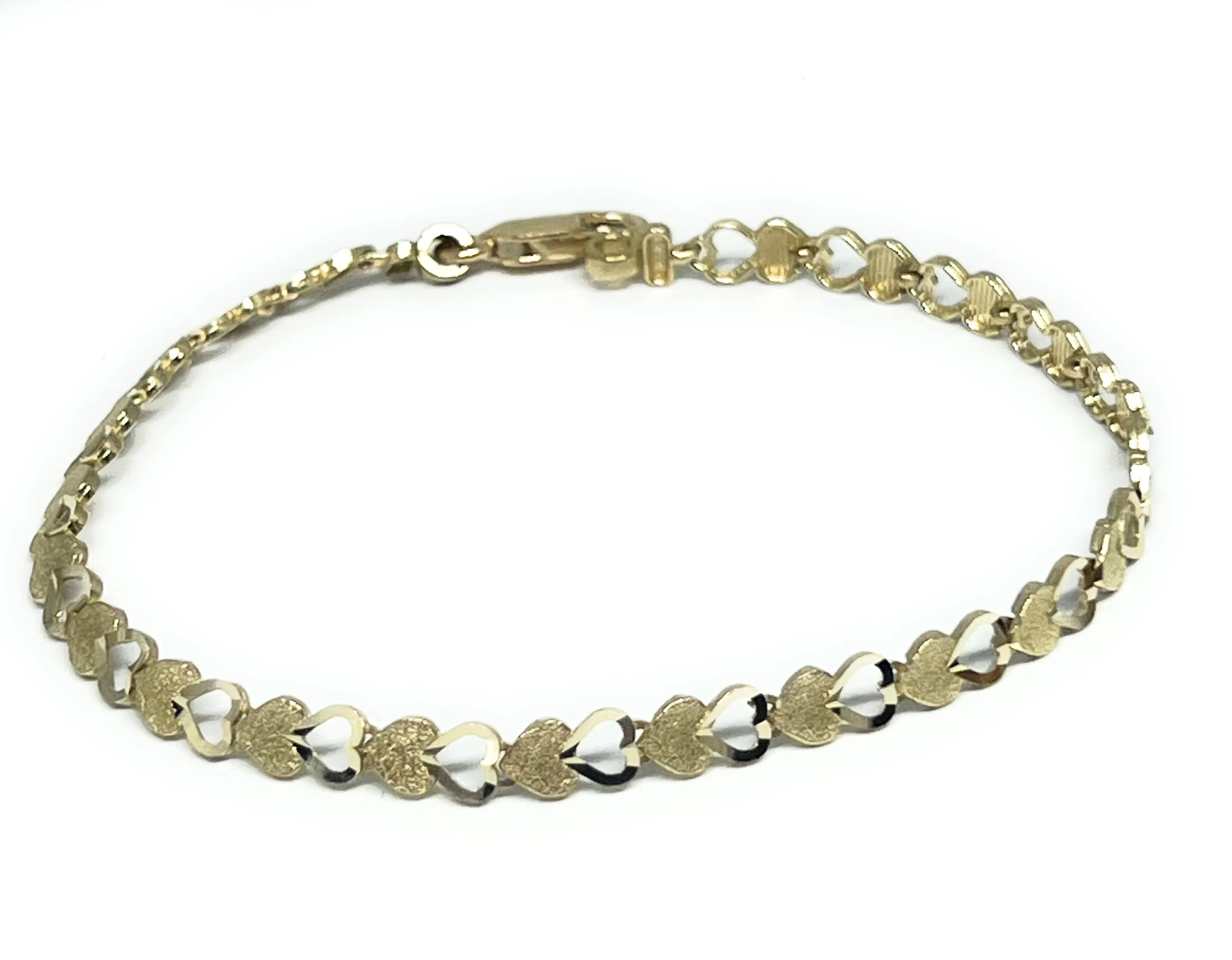 10k Solid Gold Yellow HEARTS 7.5 INCH 4.5MM BRRACELET - Image 5