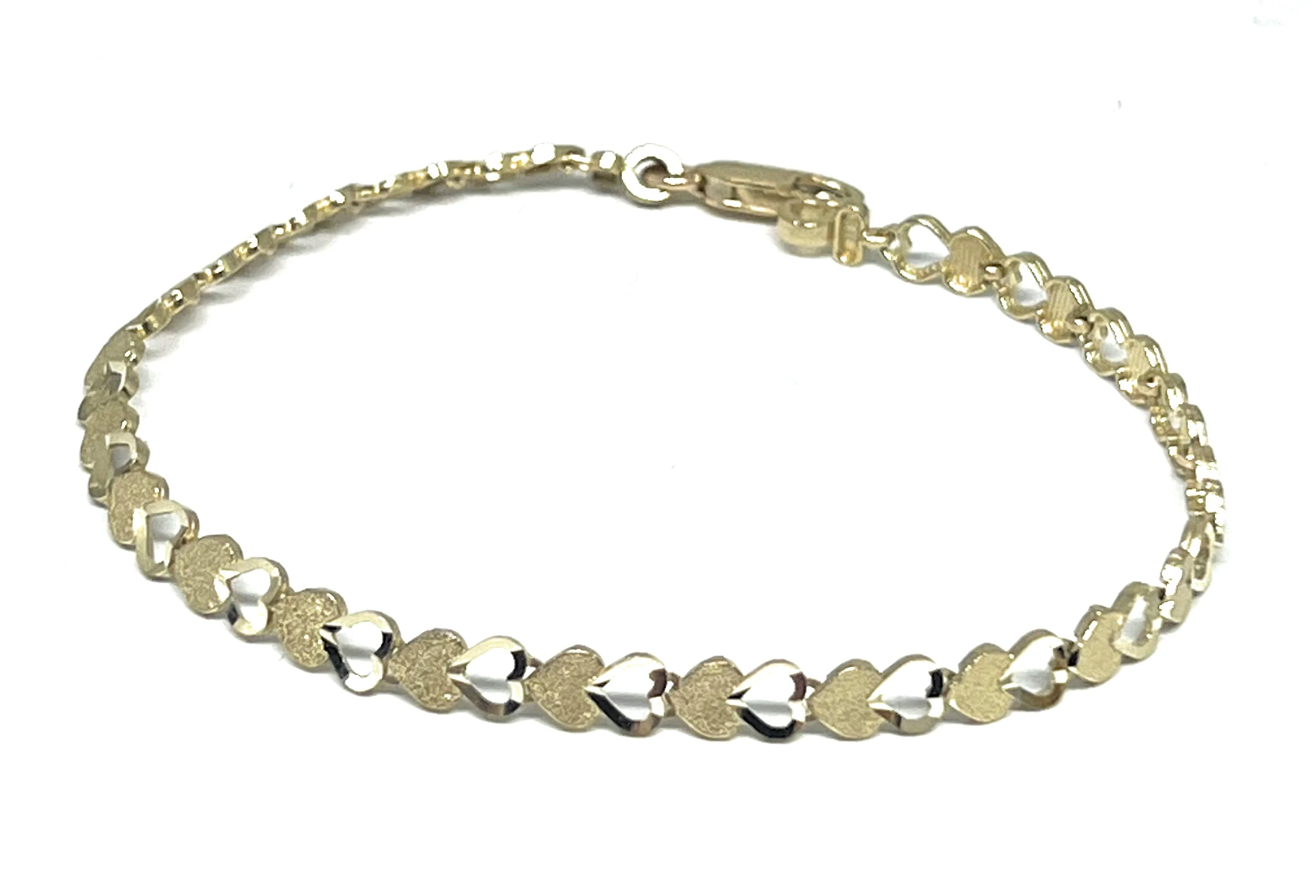 10k Solid Gold Yellow HEARTS 7.5 INCH 4.5MM BRRACELET - Image 6