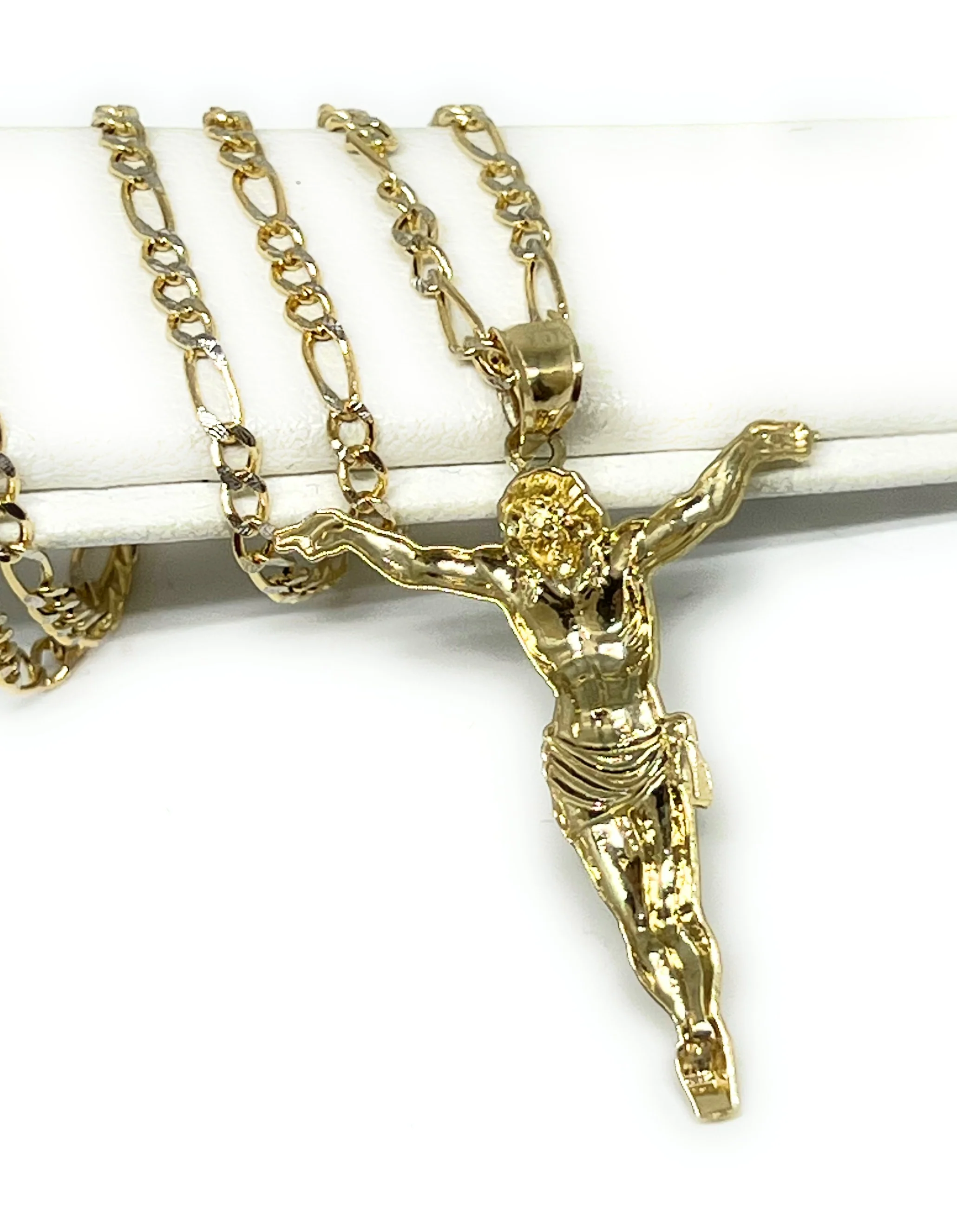 10k Solid Gold Yellow Jesus Body Crucifix Pendant Necklace - Image 4