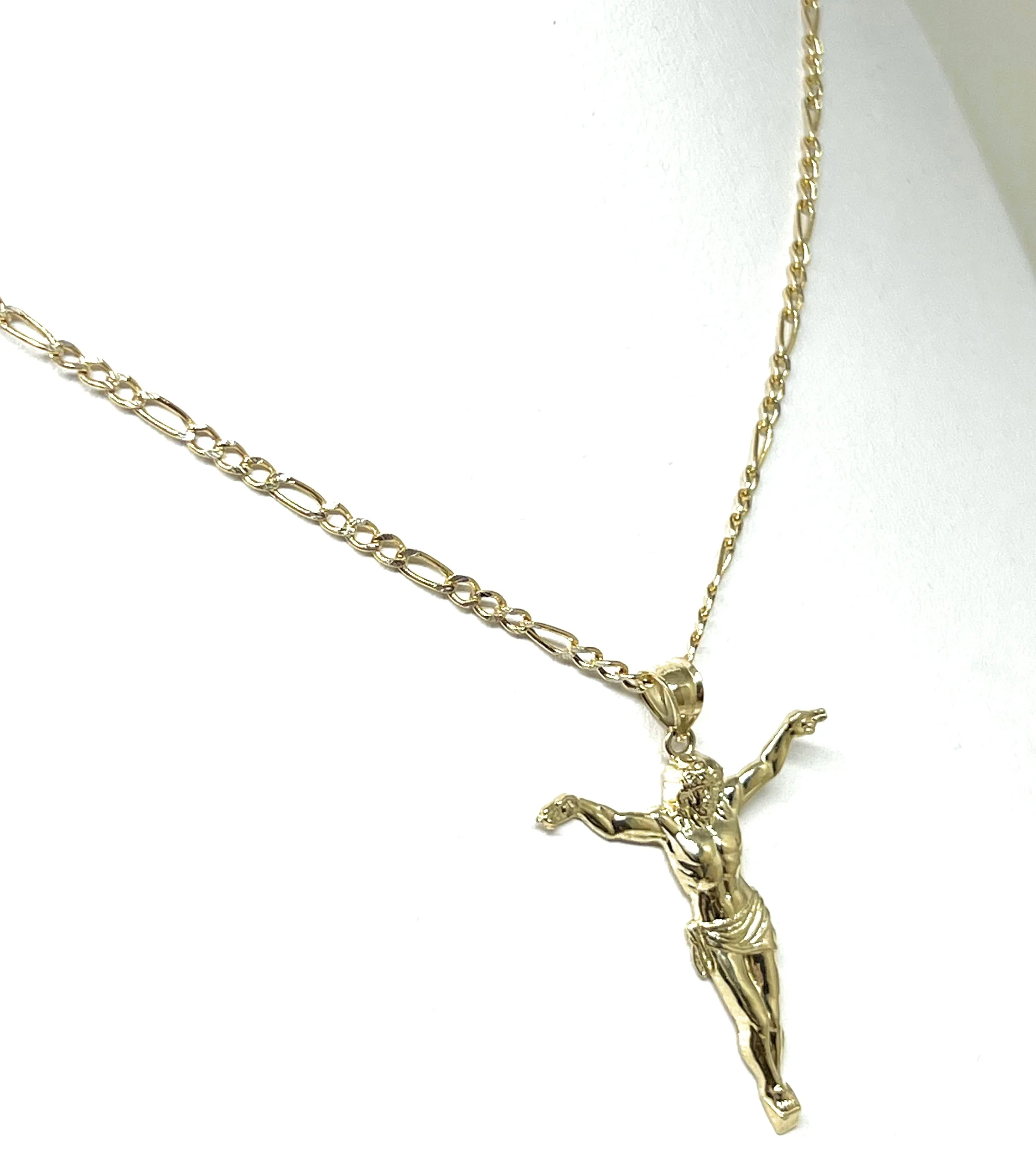 10k Solid Gold Yellow Jesus Body Crucifix Pendant Necklace - Image 5