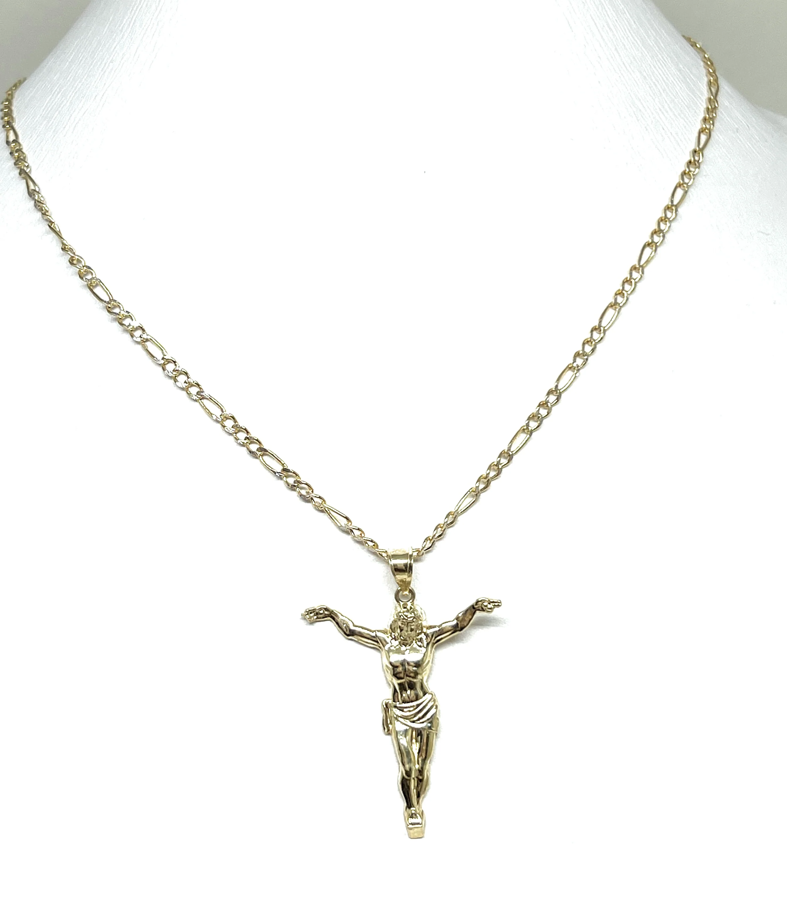 10k Solid Gold Yellow Jesus Body Crucifix Pendant Necklace - Image 8