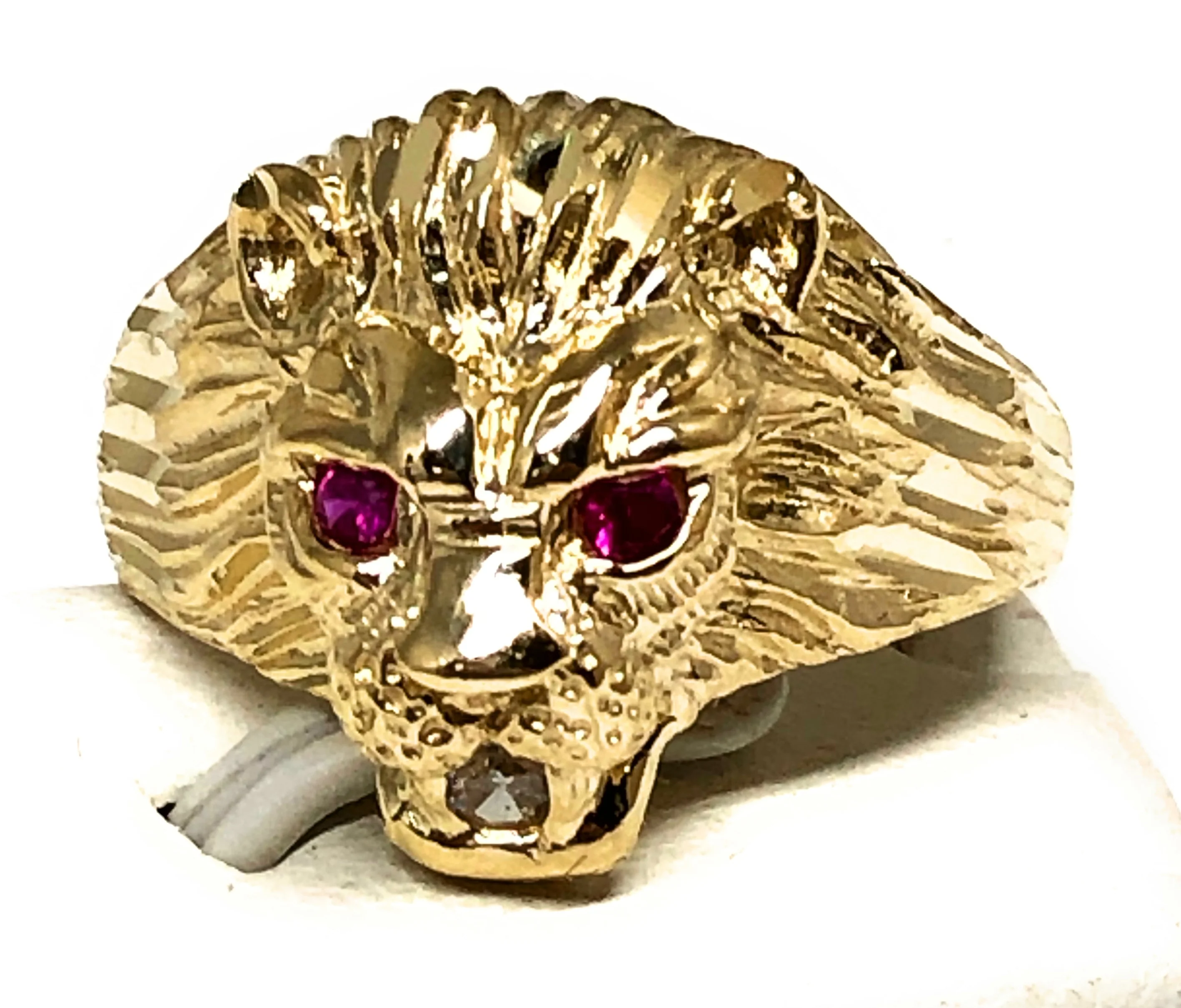 10k Solid Gold Yellow Lion CZ Ring