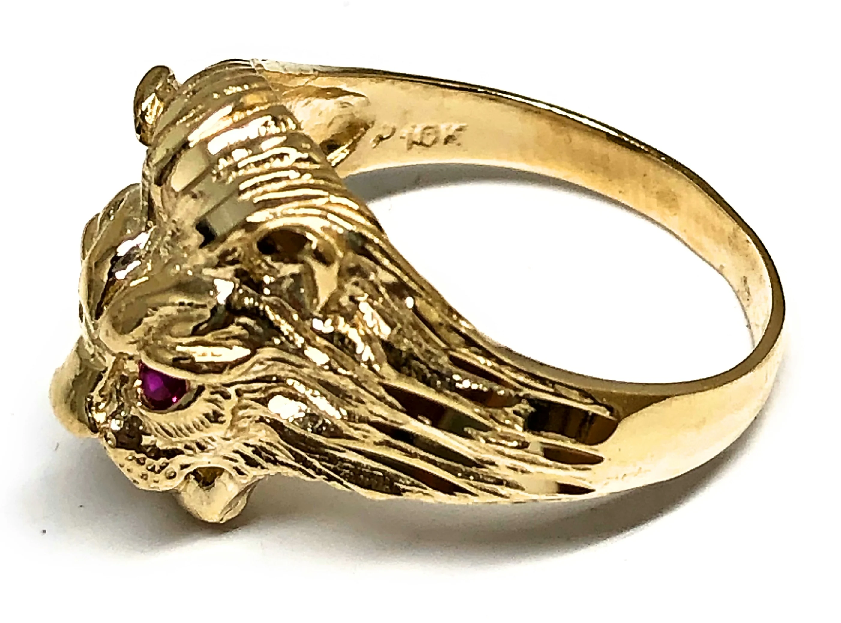 10k Solid Gold Yellow Lion CZ Ring - Image 2