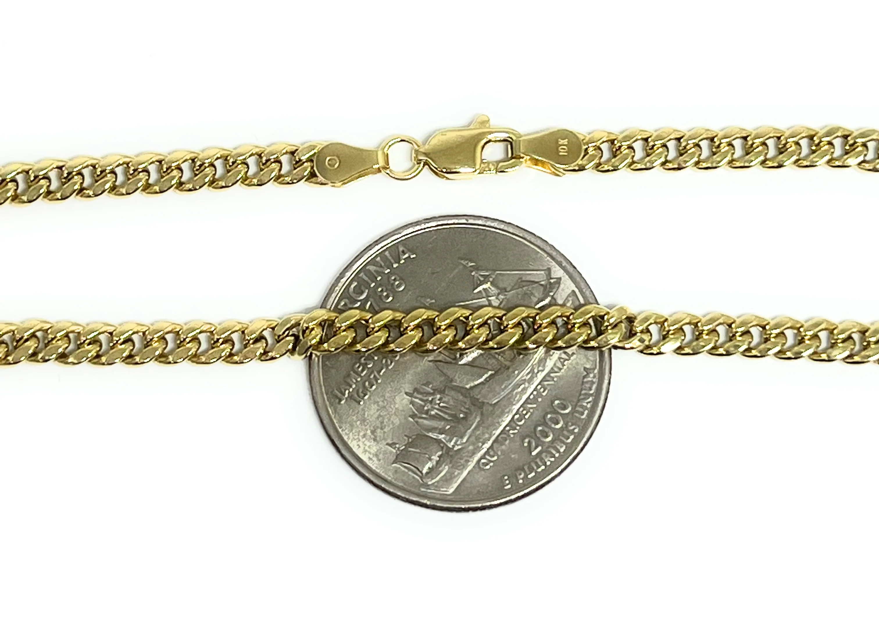 10k Solid Gold Yellow Miami Cuban Link Brracelet 7-8 inch 3.6mm Width - Image 2