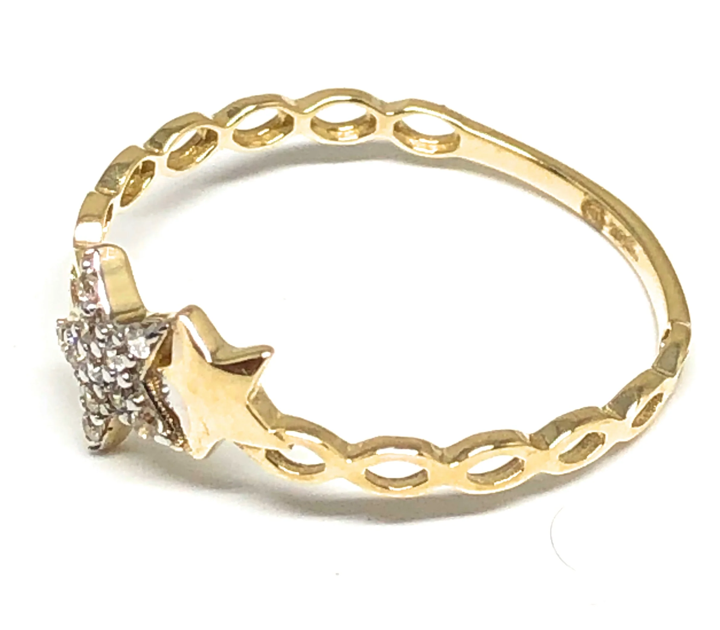 10k Solid Gold Yellow MINI Gold Stars CZ Ring - Image 2
