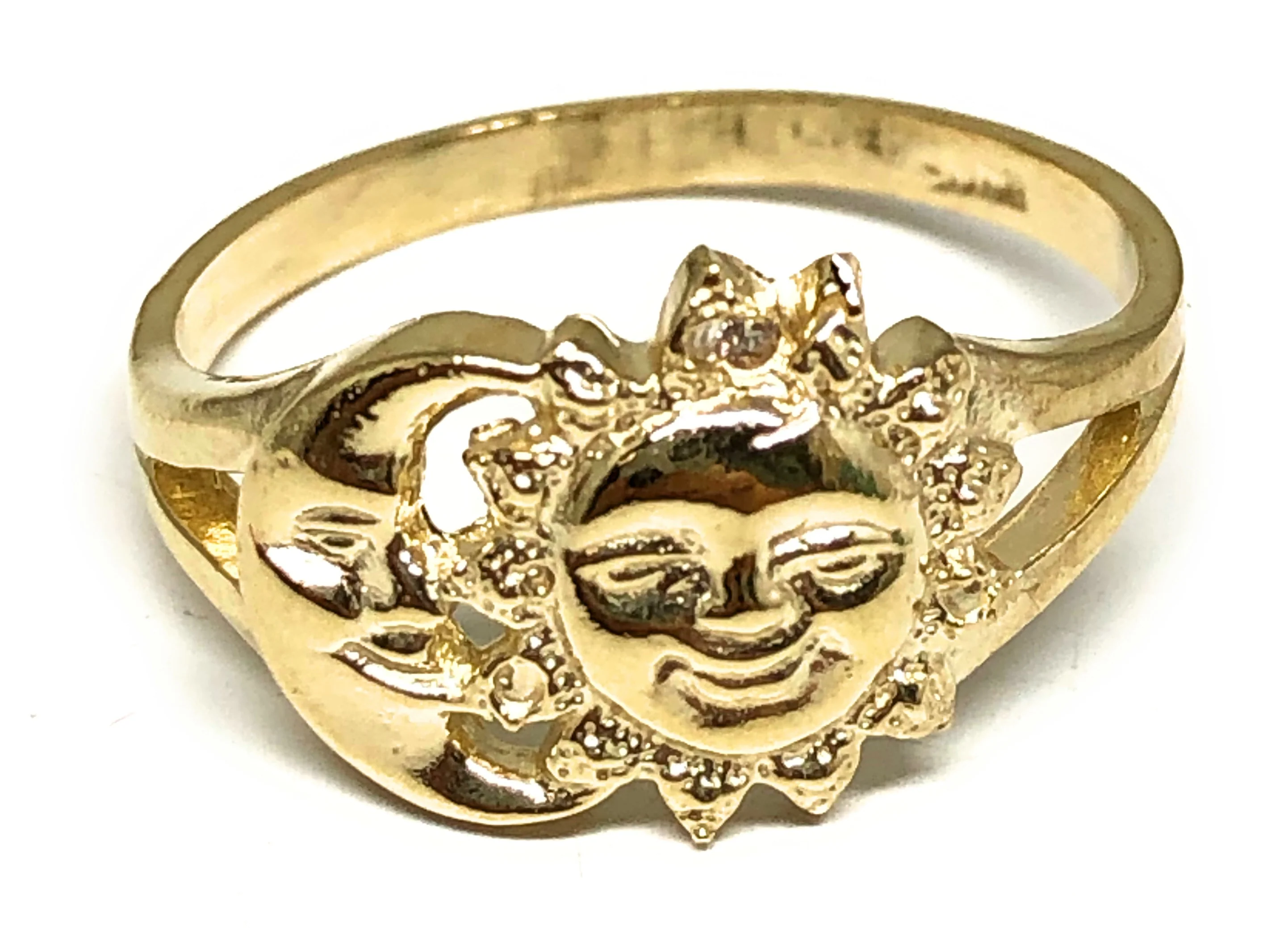 10k Solid Gold Yellow MOON & SUN Ring (FC 131) - Image 4