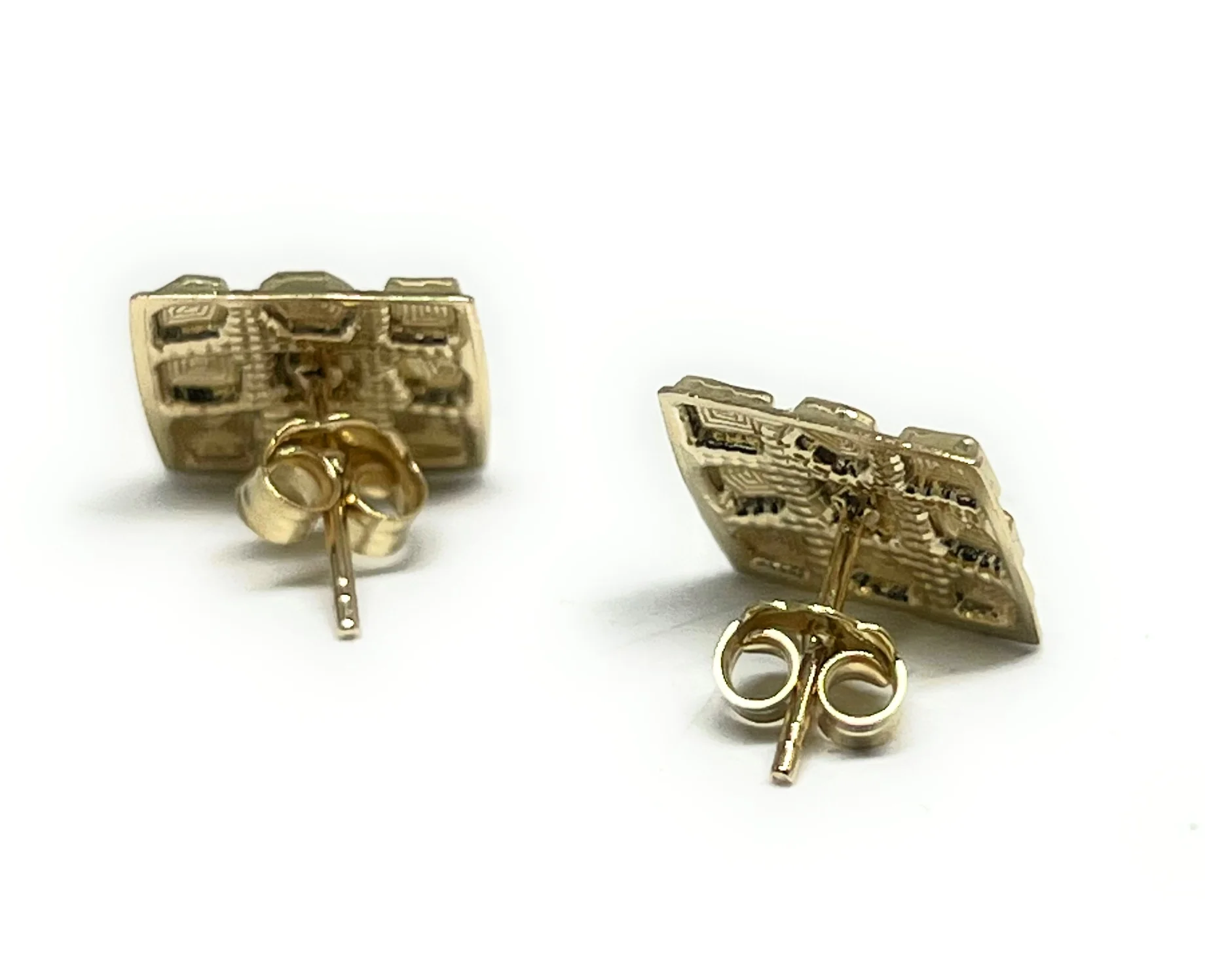 10k Solid Gold Yellow Nugget SQUARE Stud Earrings 12.5mm (SM, MED) - Image 4