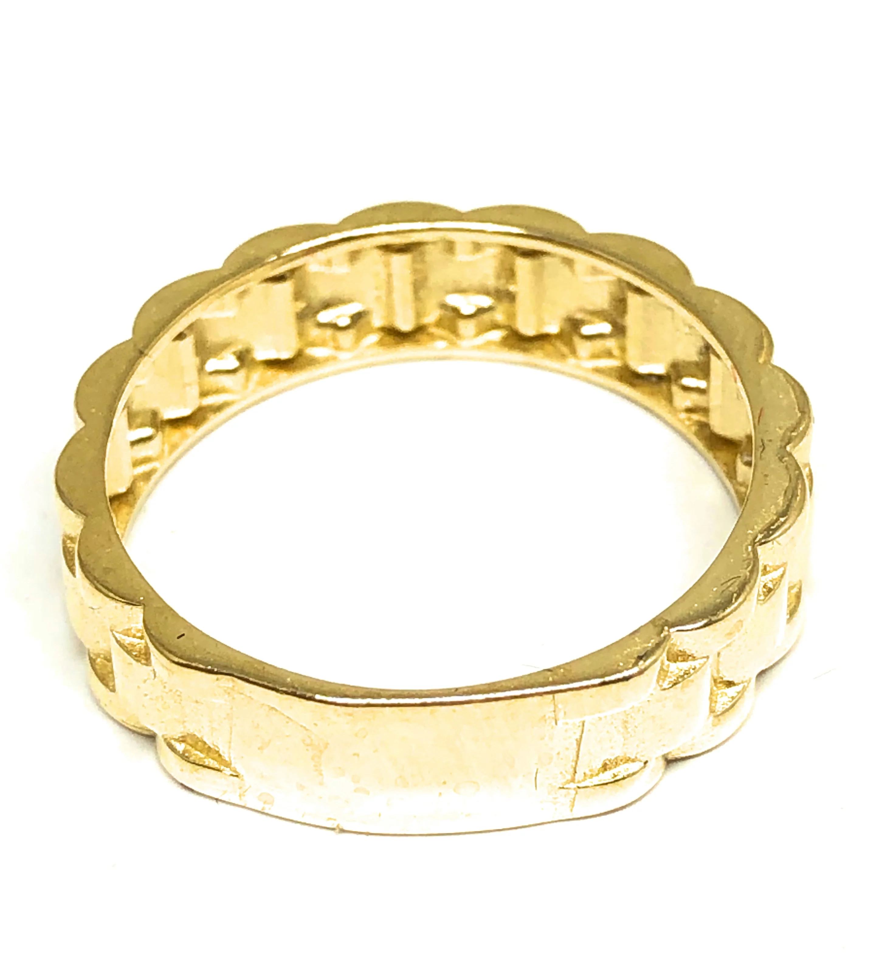 10k Solid Gold Yellow Oyster "ROLEX" style Ring 5.5mm Wdith - Image 2
