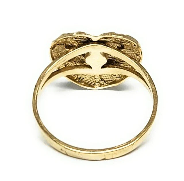 10k Solid Gold Yellow PUFFY Nugget Heart Ring (MED) - Image 3