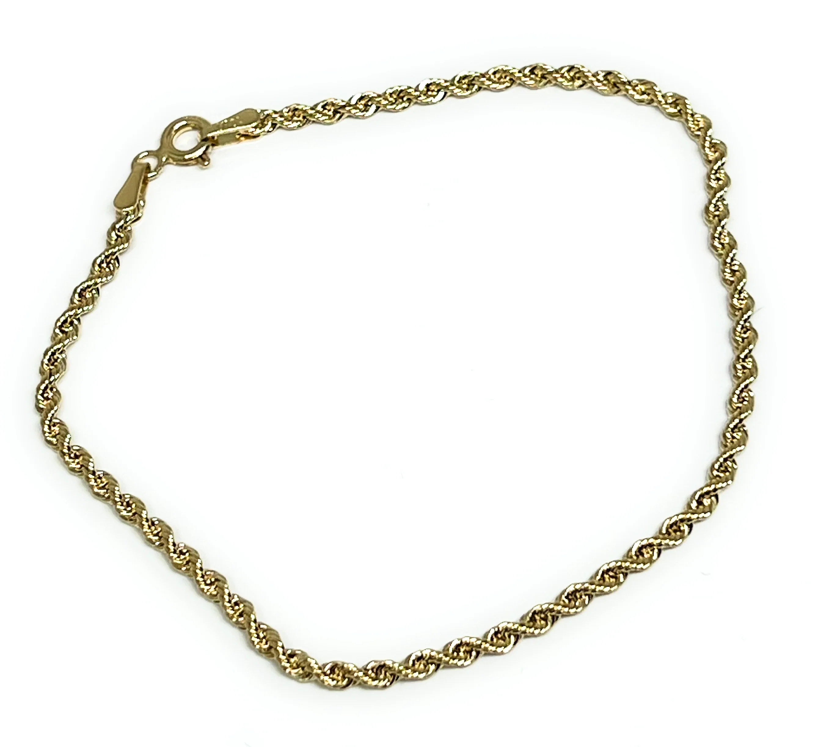 10k Solid Gold Yellow Rope Brracelet 7-10 inch 2mm Width (SEMI-HOLLOW STYLE) - Image 5